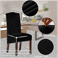 Vista 2 de Fundas de terciopelo para sillas de comedor XL de felpa, fundas elásticas para sillas altas, fundas protectoras de elastano con banda elástica
