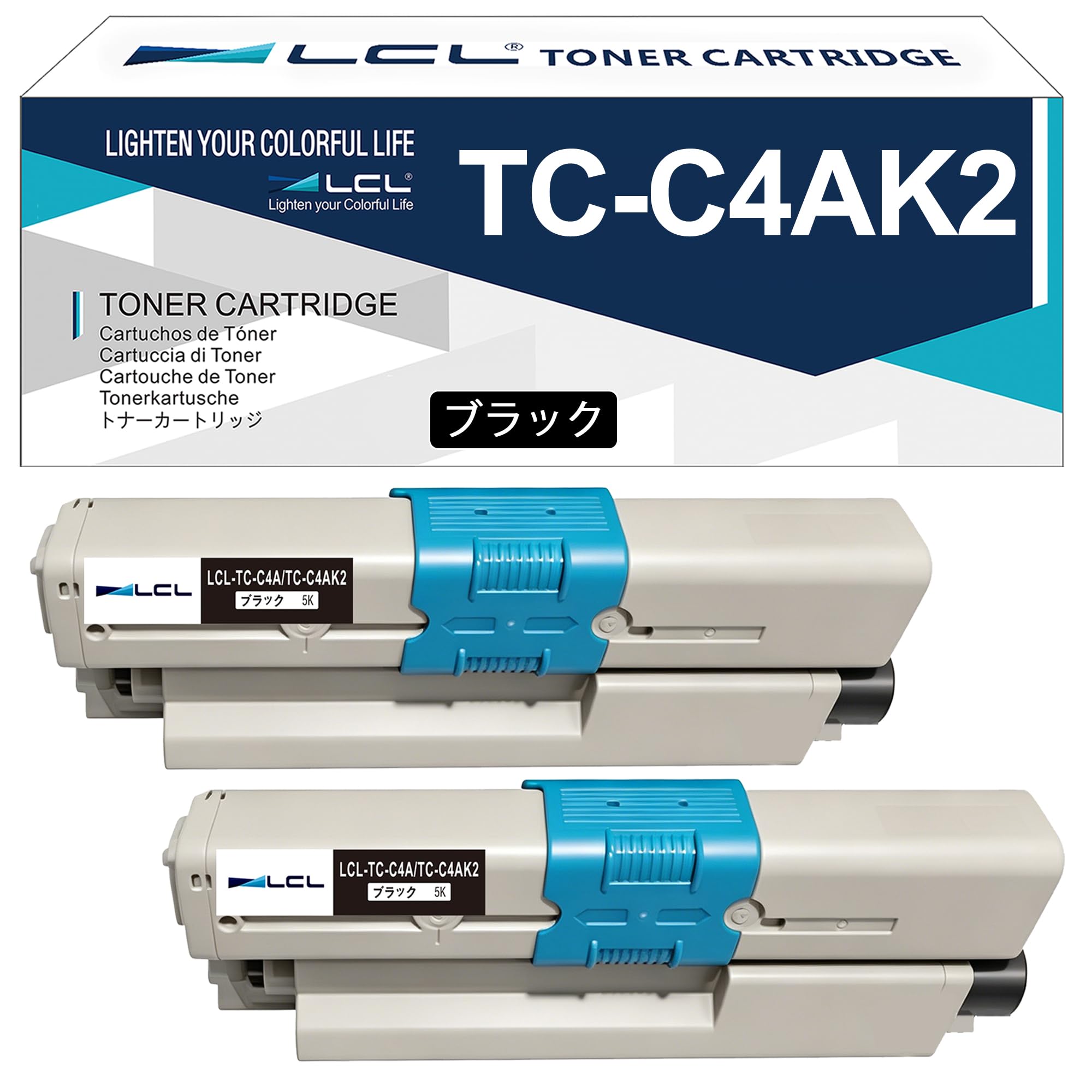 Amazon.co.jp: LCL (2パック ブラック) OKI用 TC-C4A TC-C4AK2 互換