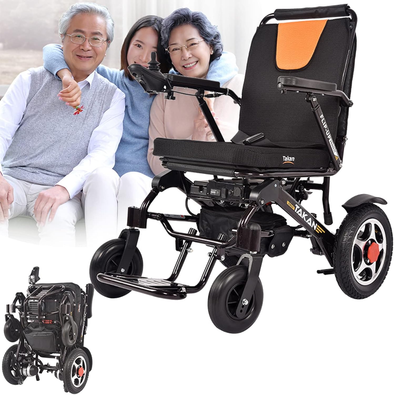 Adult Electric Wheelchair, Foldable Aluminum Alloy Lightweight Elderly