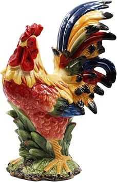 Cosmos Gifts 31992 Fine Ceramic Red Rooster Figurine 15" H
