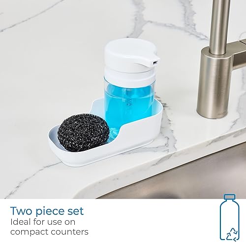 Miniatura 9 de iDesign Sillín para fregadero de cocina de plástico reciclado, 5.5 pulgadas de largo x 5.72 pulgadas de ancho x 3.56 pulgadas de alto, color blanco