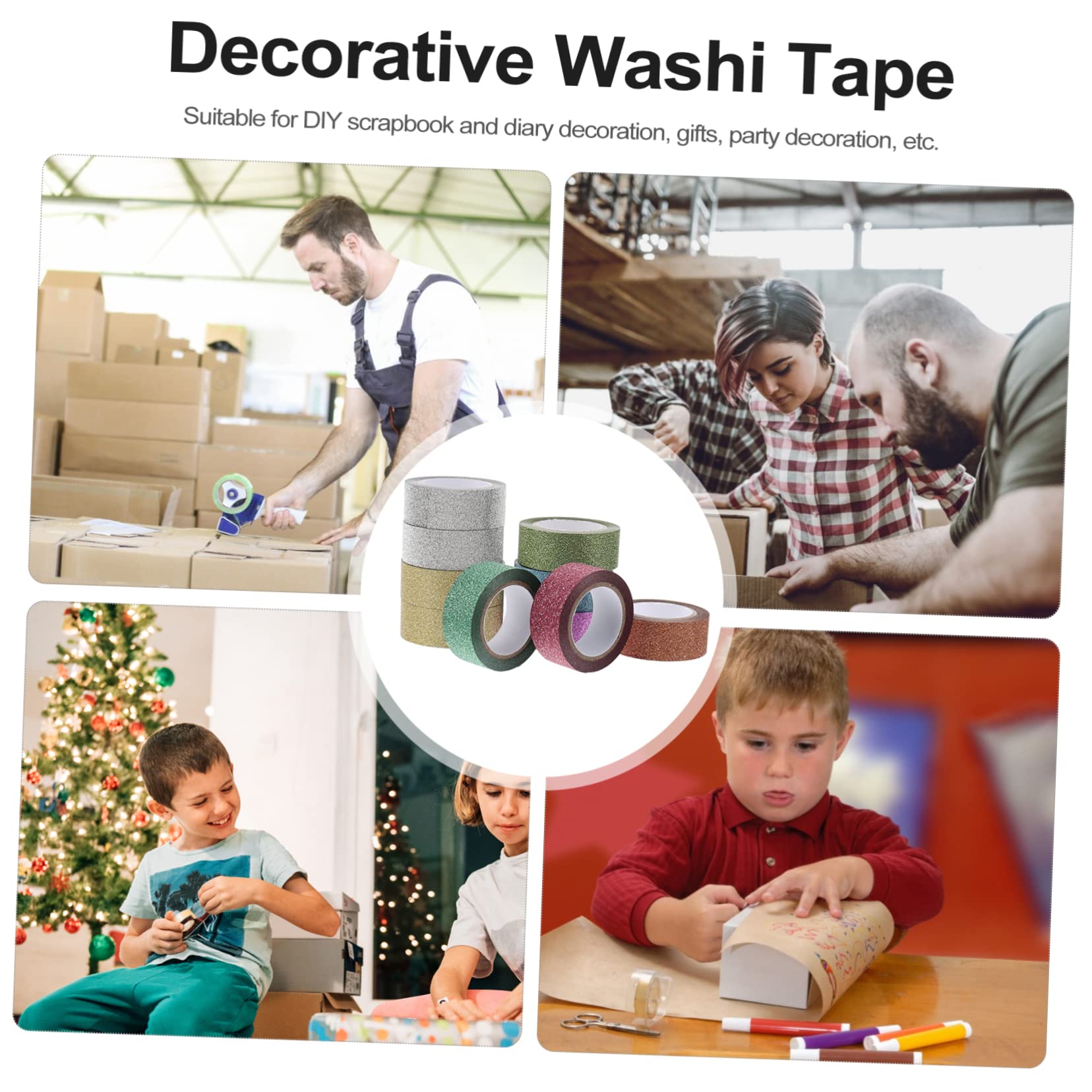 DOITOOL 3 Sätze Glitzerband Sticky Tape The Washi Tape Glitzerndes Abdeckband Scrapbooking Mit Dekorativem Klebeband Dekoratives Washi-klebeband Abreißbares Washi-tape 10 Stück * 3