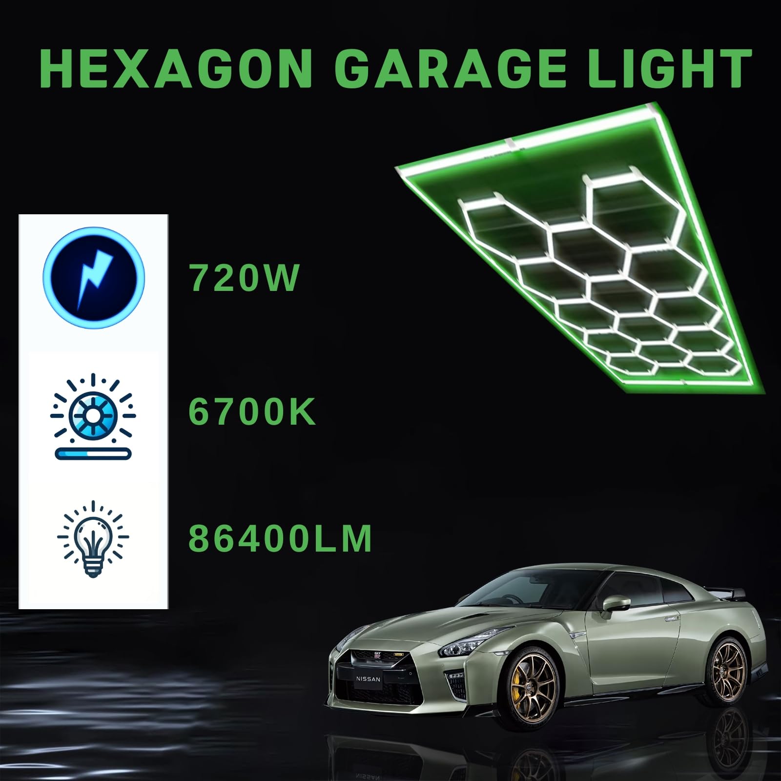 Amazon.co.jp : Hexa LED ガレージ照明 14個の六角形グリッドシステム