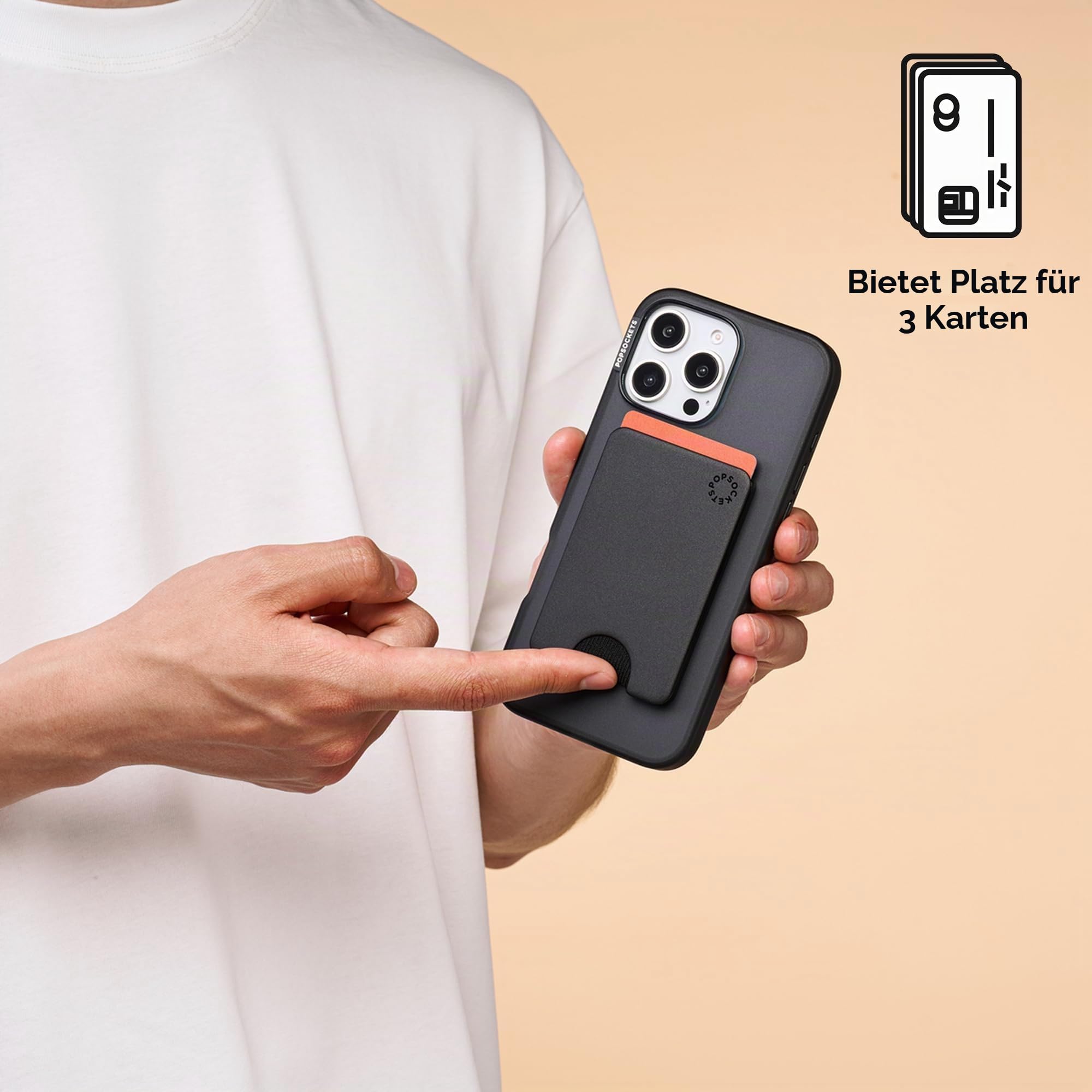 PopSockets Handy-Wallet für MagSafe, Kartenhalter ohne Grip, Black - Black