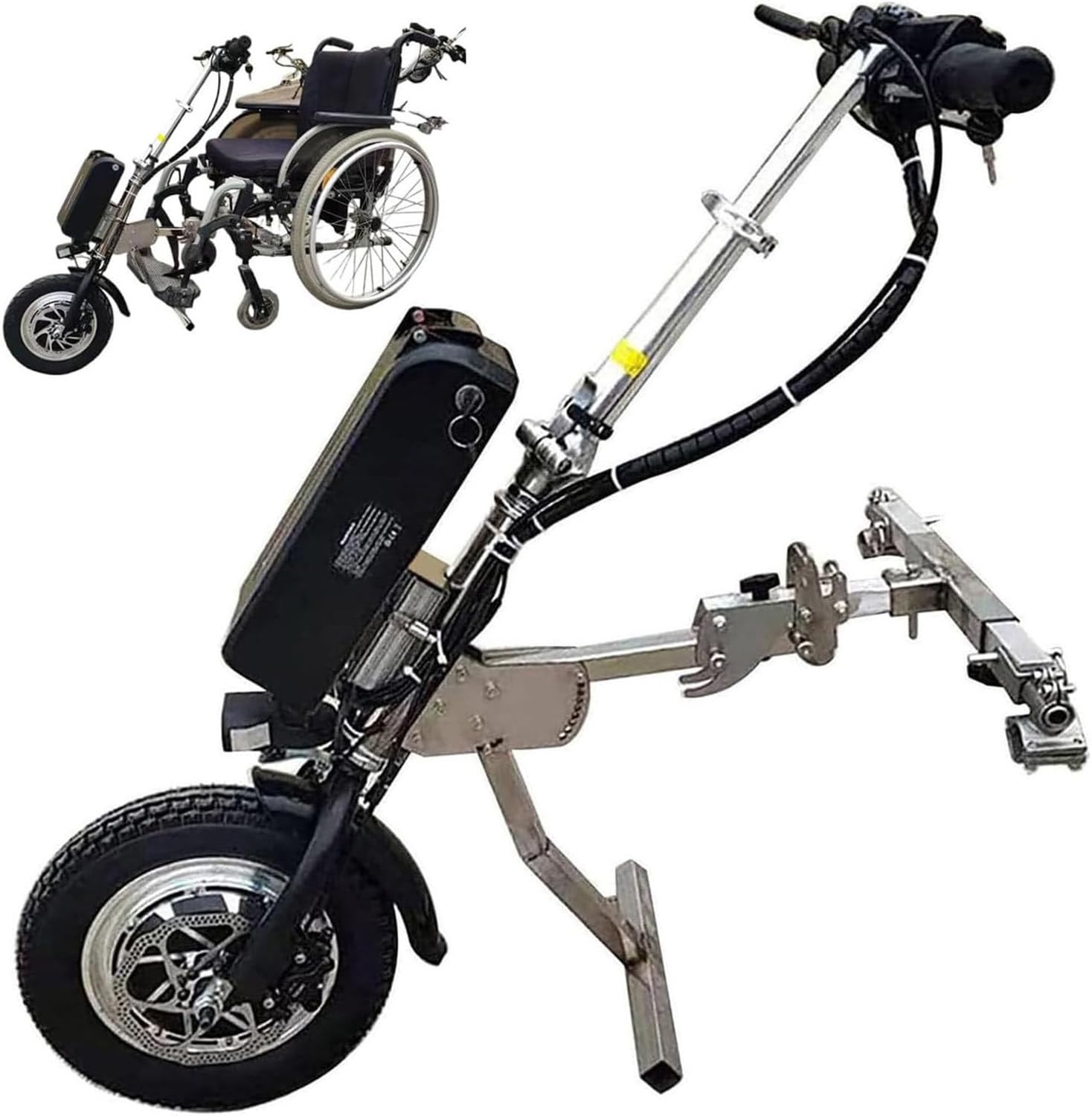 Kit de conversión de silla de ruedas eléctrica, motor de 500 W con 3 velocidades ajustables y pantalla LCD, altura del mango ajustable para una mayor movilidad