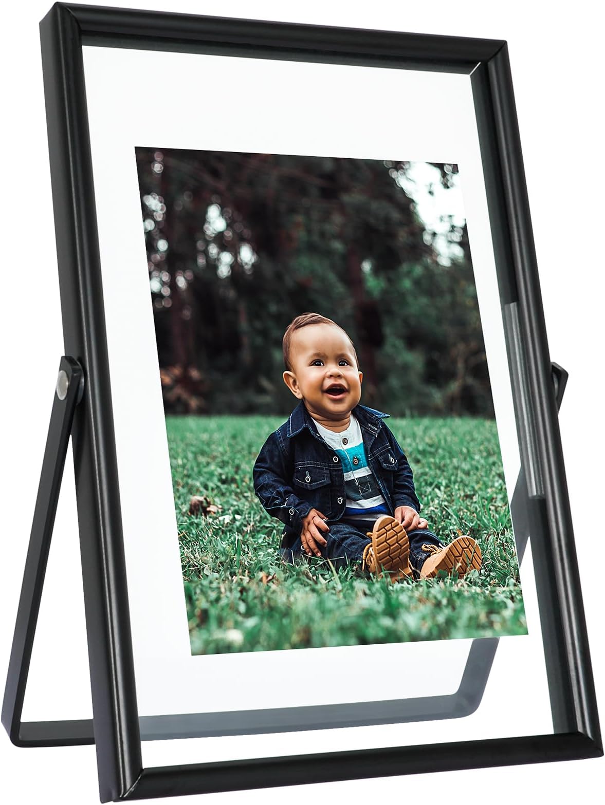 Black Floating Frame (4"x6",Vertical), For Picture 3.5x5, 2x3, 1x2, Tabletop Shelf Photo Frame, Classy Gift For Festival, Wedding, Home or Office Décor