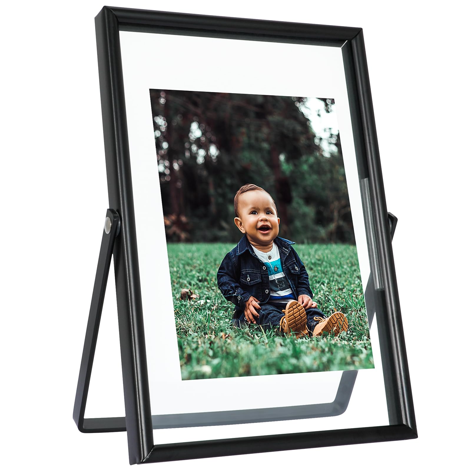 Black Floating Frame (4"x6",Vertical), For Picture 3.5x5, 2x3, 1x2, Tabletop Shelf Photo Frame, Classy Gift For Festival, Wedding, Home or Office Décor