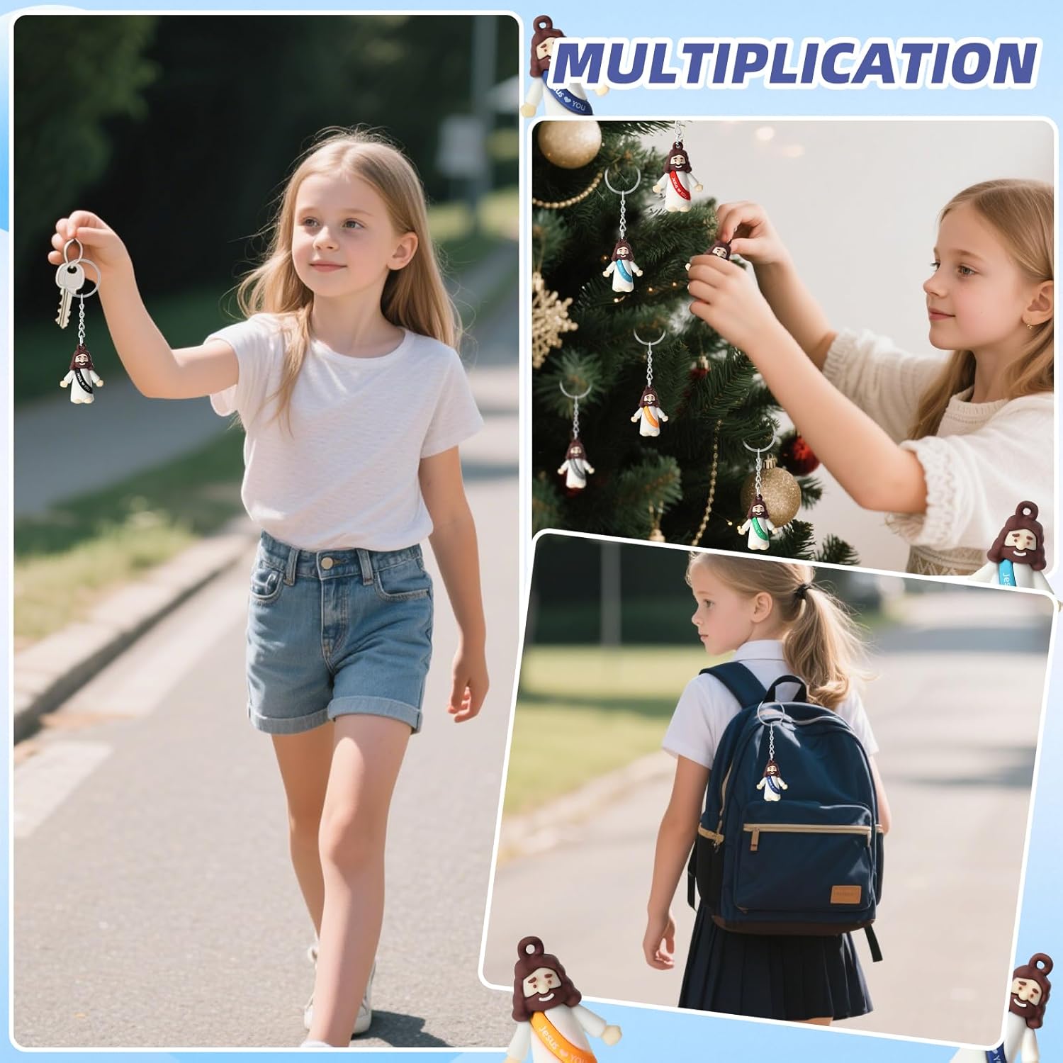 25 Or 50 Or 100 Christian Little Jesus Figures Printed With Jesus Love You Hanging With Keyrings For Baptism