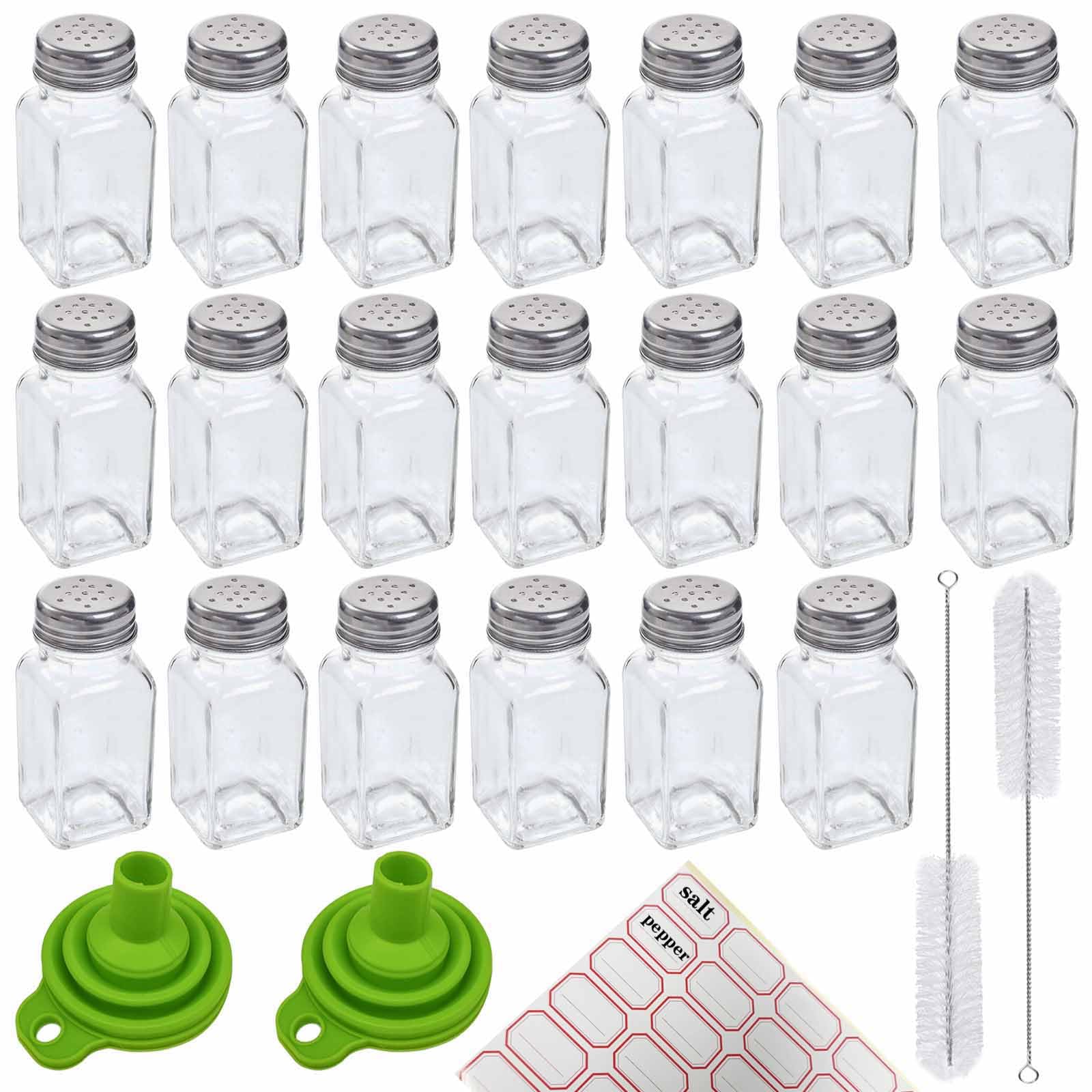 Salières et poivrières anti-gaspillage Lot de 24 flacons en verre transparent avec entonnoir