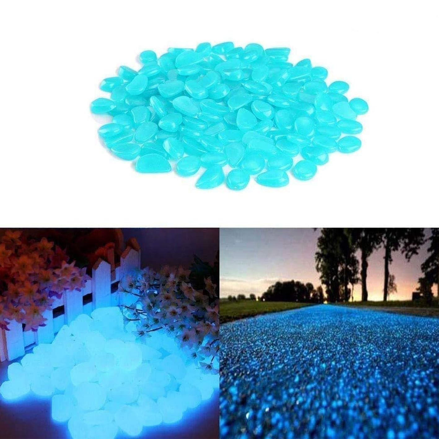 200 Pezzi Pietre Luminose da Giardino, Decorative Ciottoli Brillanti per Corridoio Aperto, Acquario, Cortile