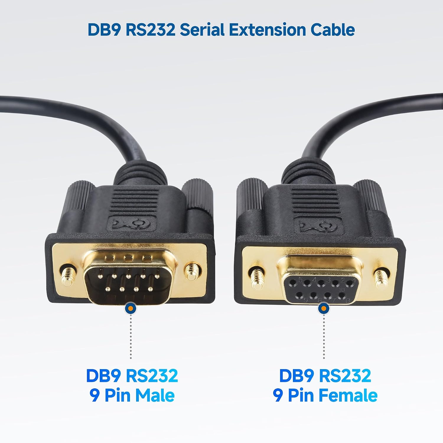 Cable Matters RS232 Cable, Serial Cable - 10ft, Male to Female, 9 Pin DB9 Cord