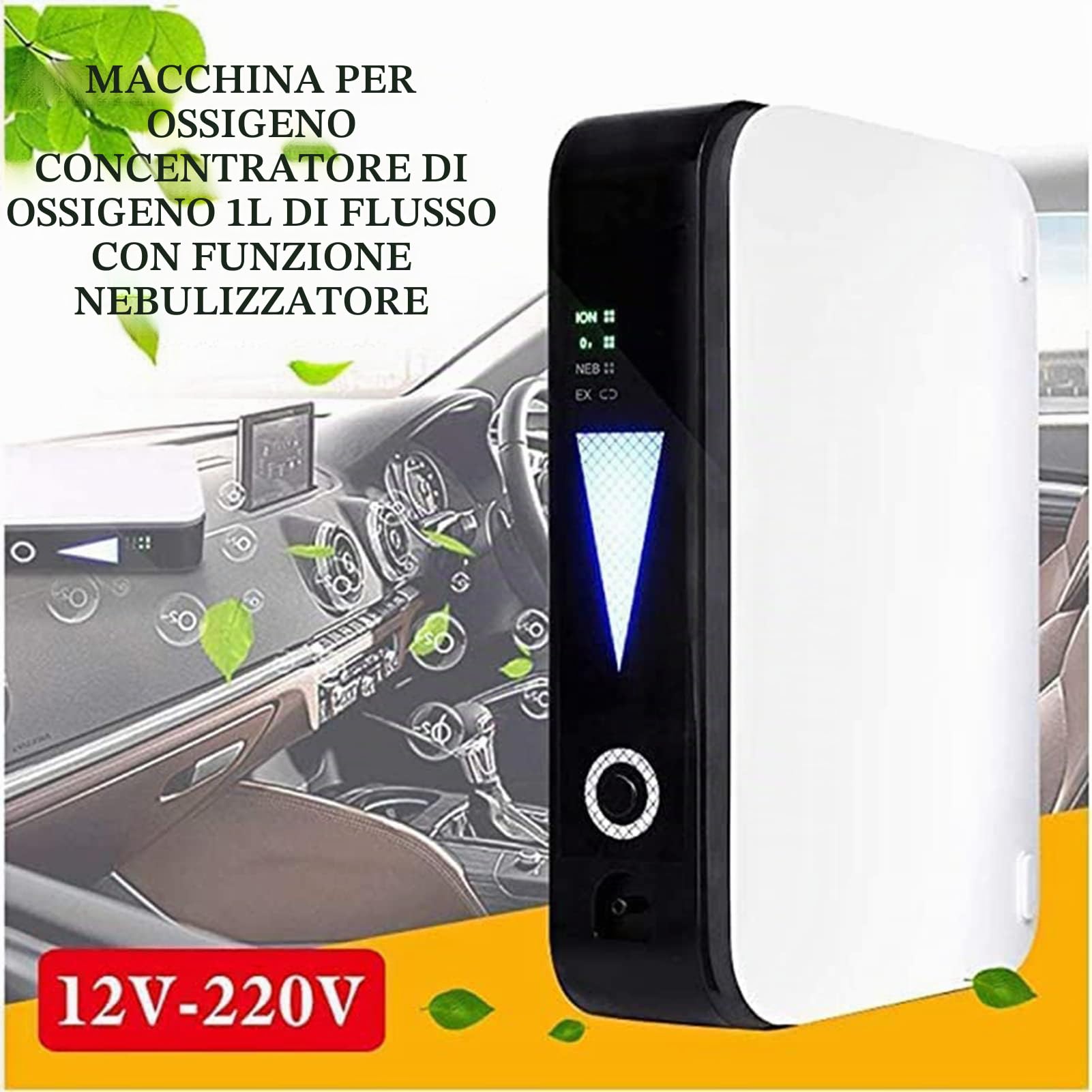 LoJax Concentratore di Ossigeno Portatile, Generatore di Ossigeno per Terapia della Macchina Dell'Ossigeno Regolabile da 1L/min, Mini Macchina Dell'Ossigeno per Auto Adatta per La Casa E I Viaggi
