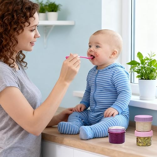 Miniatura 3 de Accguan Recipientes de vidrio para almacenamiento de alimentos para bebés, tarros de 4 onzas con tapas, paquete de 6, aptos para microondas y