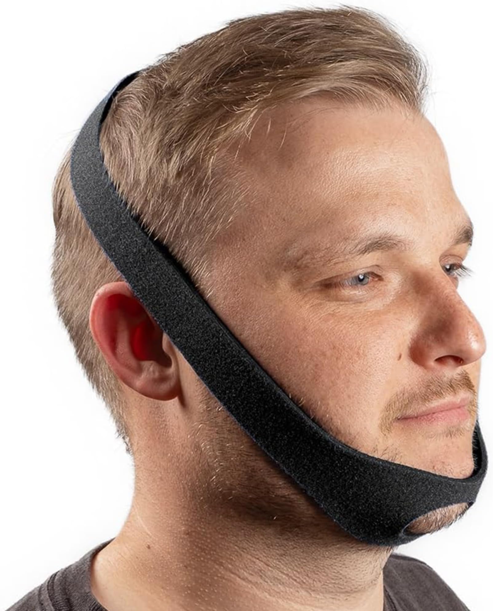 LIFESOURCE Made in USA Chin Strap for Snoring – Adjustable Anti-Snoring Chin Strap, Breathable & Comfortable, Latex-Free, Universal Fit for Men & Women, Sleep Apnea Support, Black