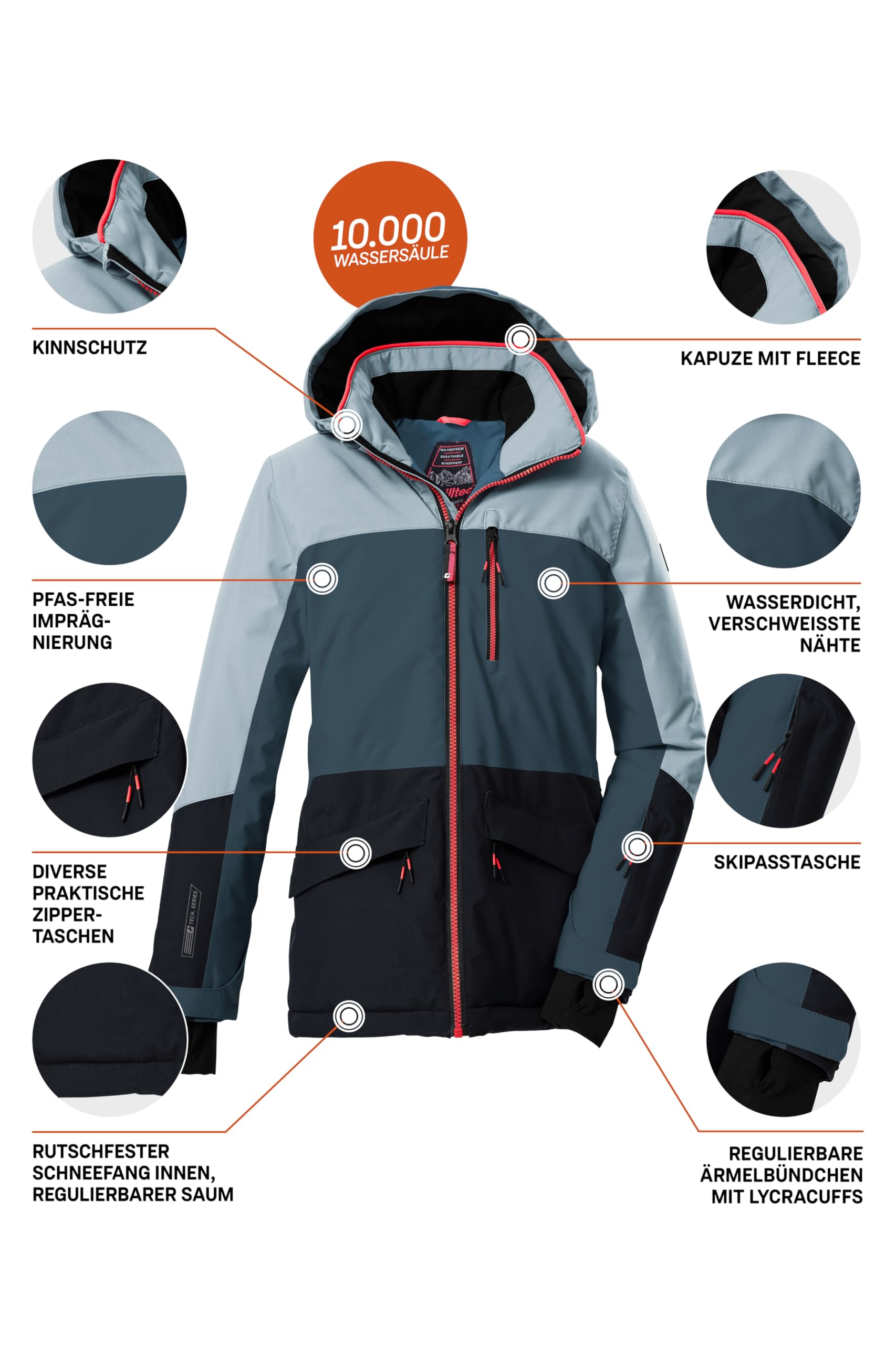 Killtec Ksw 208 Grls Ski Jckt Giacca da sci/giacca funzionale con cappuccio e paraneve Bambine e ragazze