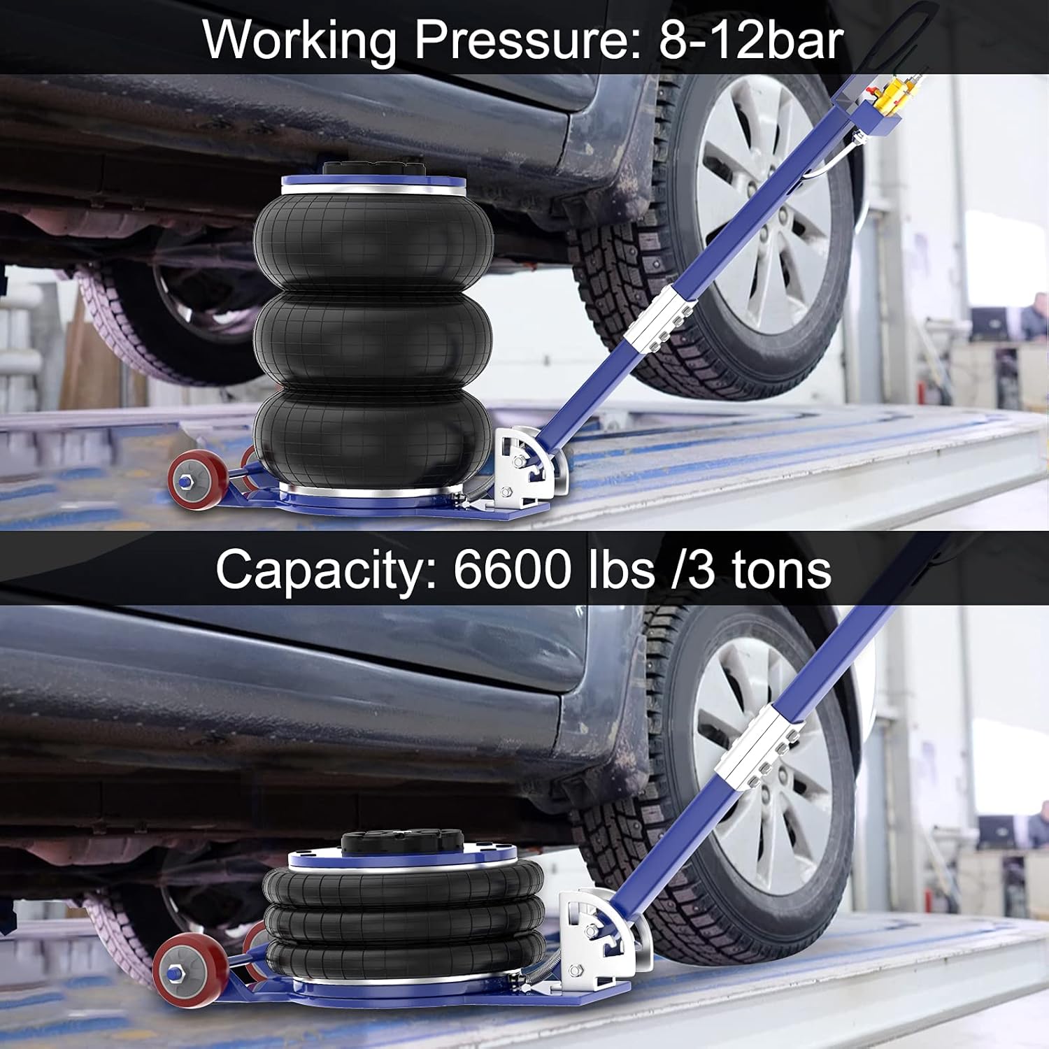 Hоttеѕt Sаlеѕ IMAYCC Pneumatic Jack, Blue Floor Jacks, Bag Air Jack, 6600 Lbs/3 Tons Portable Car Jack, Applicable for Home Garage Car Lift and 4S Store Car Repair