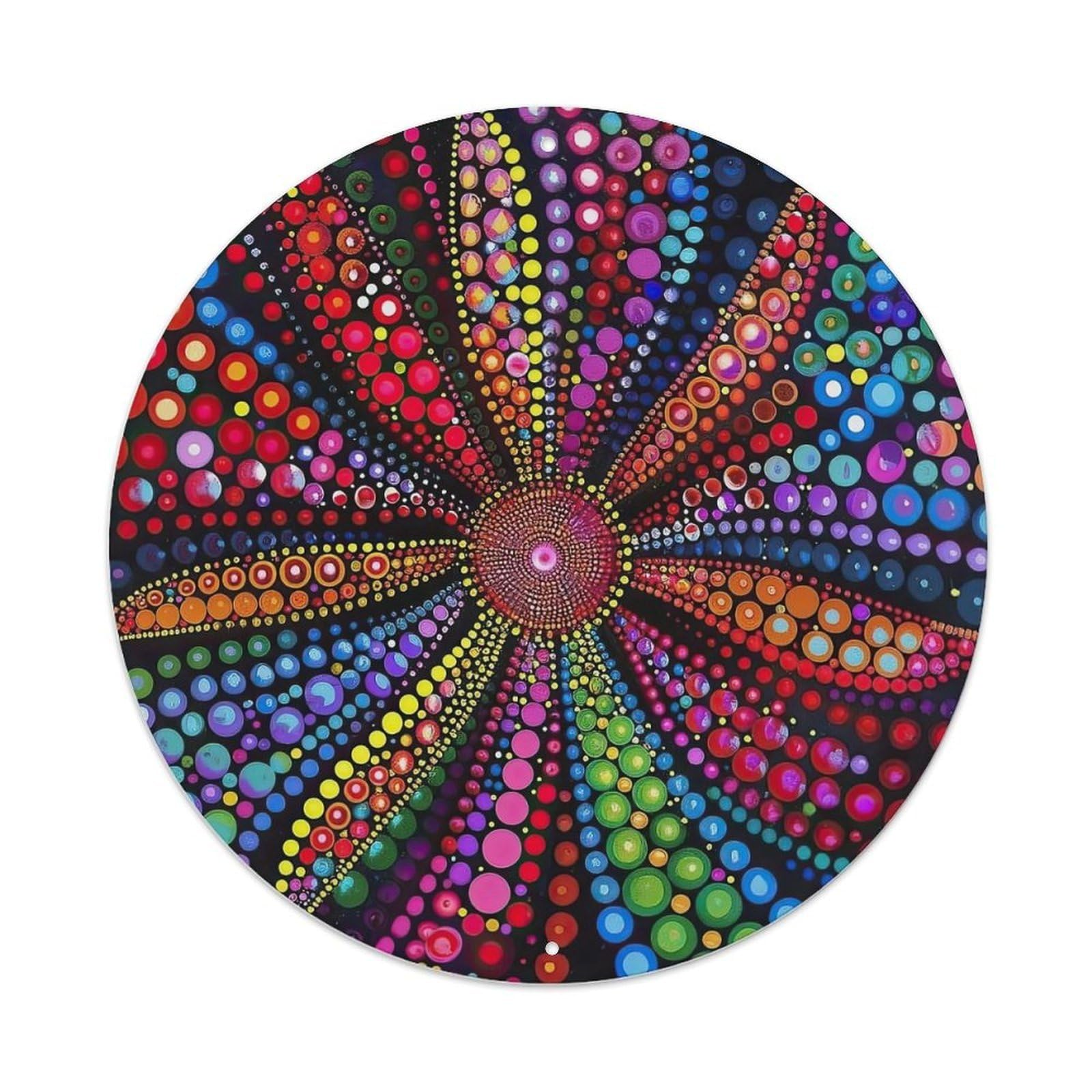 Colorful Circular Dot Pattern Art Metal Tin Sign
