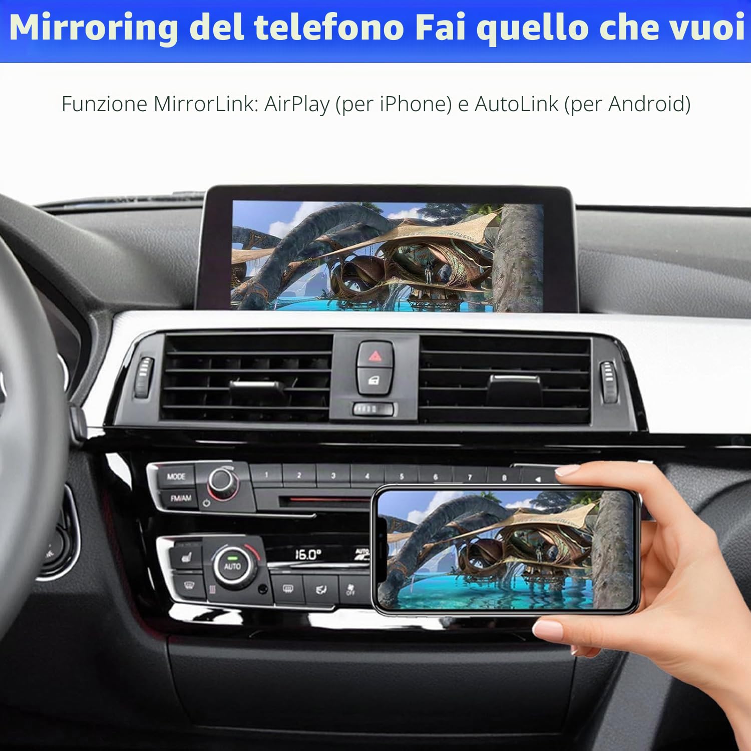 Road Top senza fili Carplay Android Auto per BMW EVO System, per BMW 1/2/3/4/5/6/7/M3/M4/M5/X1/X2/X3/X4/X5/X6 2017-2020 anno, supporta Carplay/Android Auto/Mirrorlink