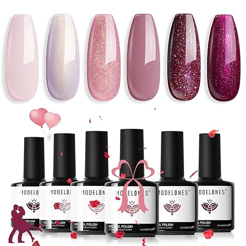 Modelones Gel Nail Polish Set, 6 colors 2026 Valentine's Day
