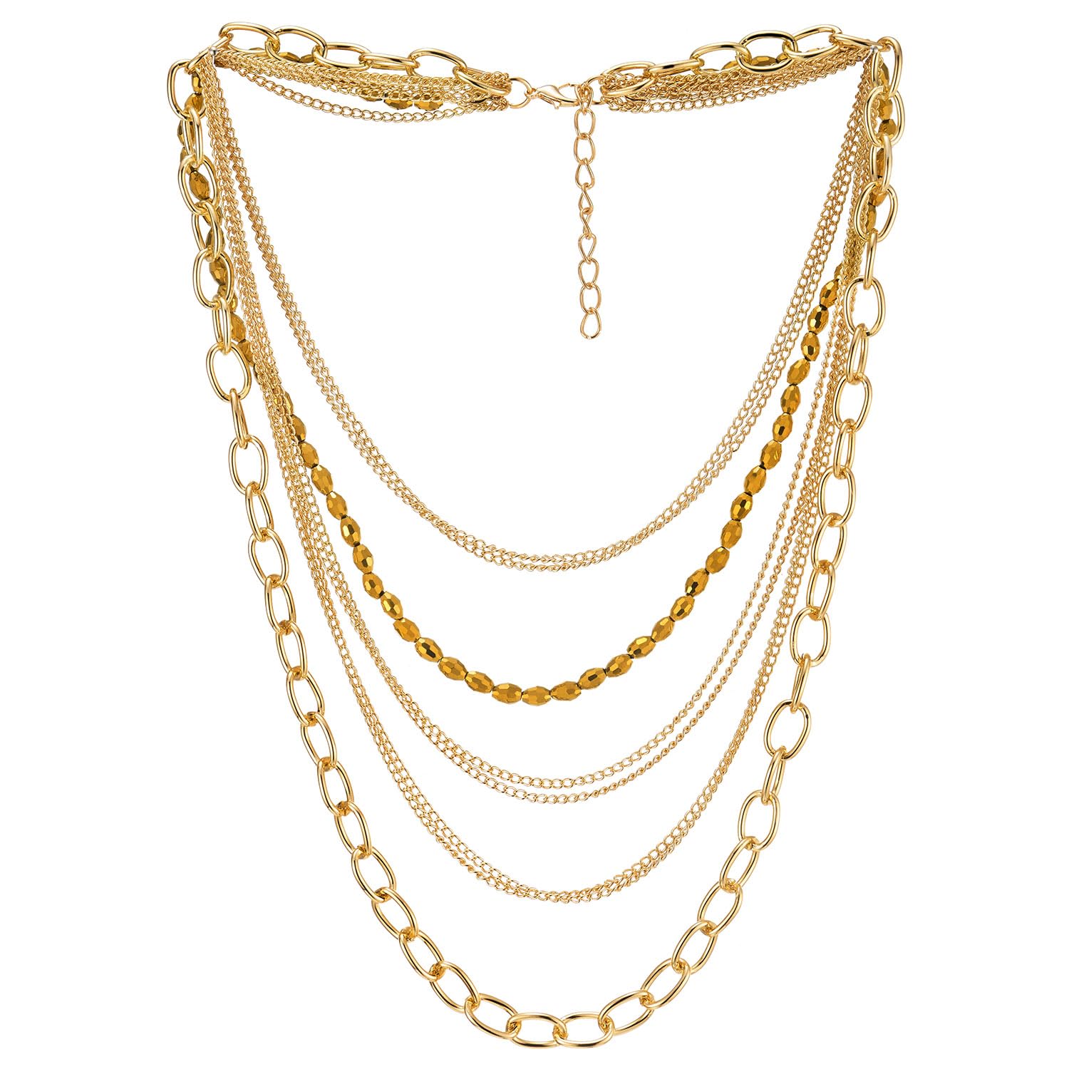 COOLSTEELANDBEYOND ColLar de GargantilLa Choker Statement ColLar Cascada Multi Capas Cadena con Piedras Cadena de PerLas
