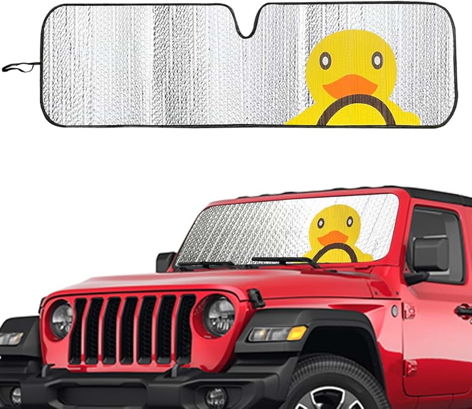 Duck-themed Jeep windshield sunshade