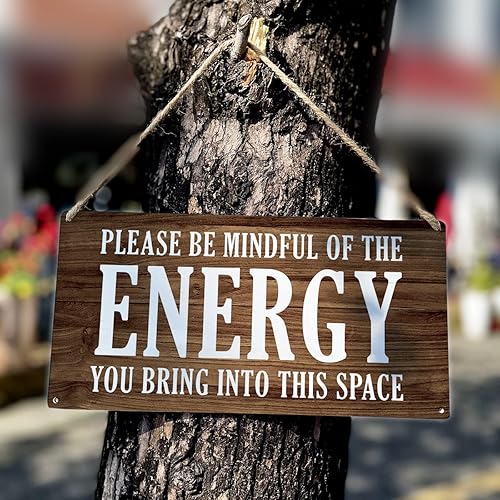 Miniatura 6 de MIGUMUTU Decoración de pared estilo campestre con frase "Be Mindful", letreros de madera rústicos para colgar, placa de pared con energía positiva,