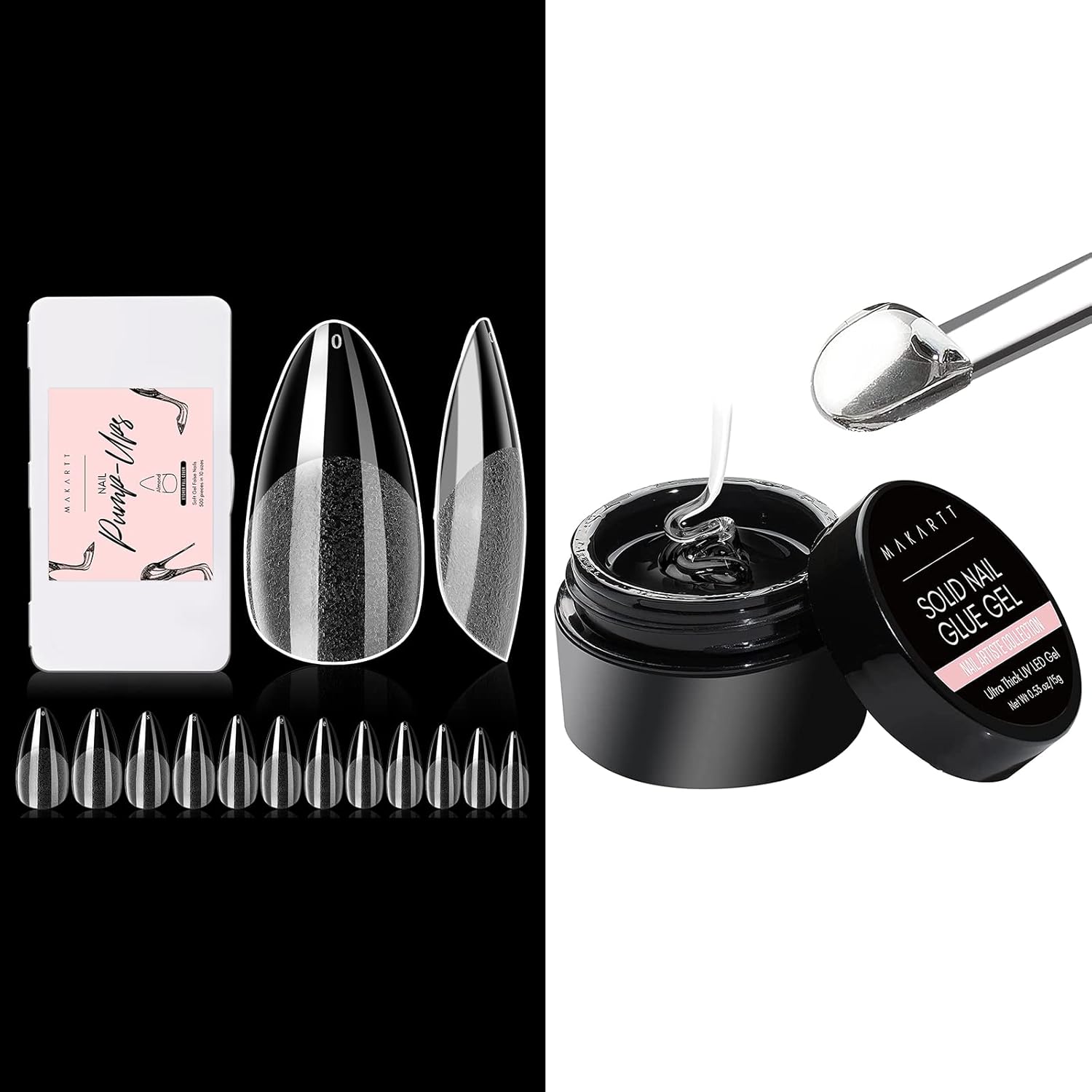 Makartt Solid Nail Gel for Soft Gel Tips Acrylic Nail Tips Glue Gel Curing Needed Bundle with Makartt 504Pcs Soft Gel Full Cover Tips, Almond Stiletto False Nail Tips Press on Nails : Beauty & Personal Care