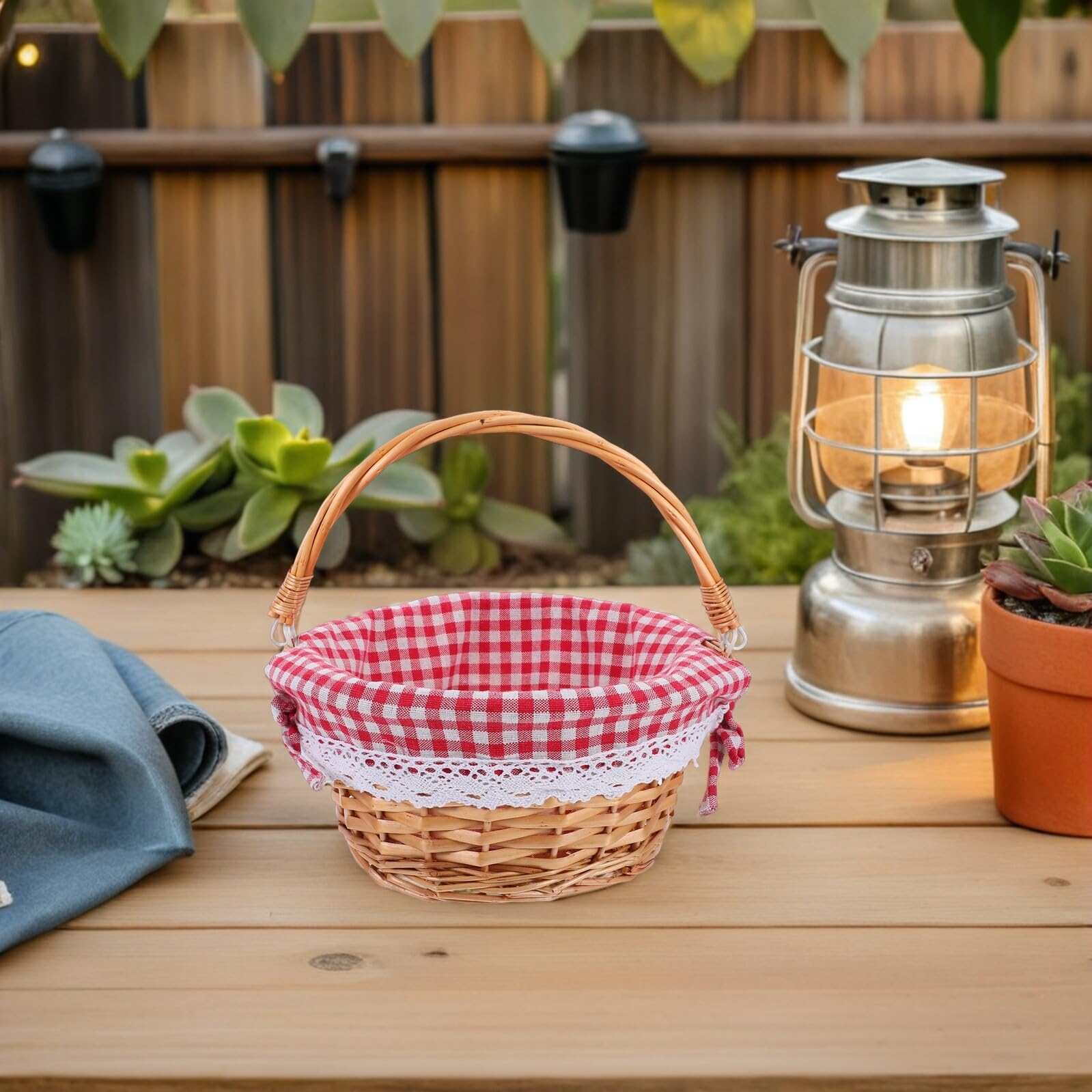 UPKOCH Cesto in Rattan Intrecciato Mano con Manici Portatile per Verdure e Frutta Cestino Piccolo per Picnic Organizzatore Decorativo per Cucina e Eventi all Aperto