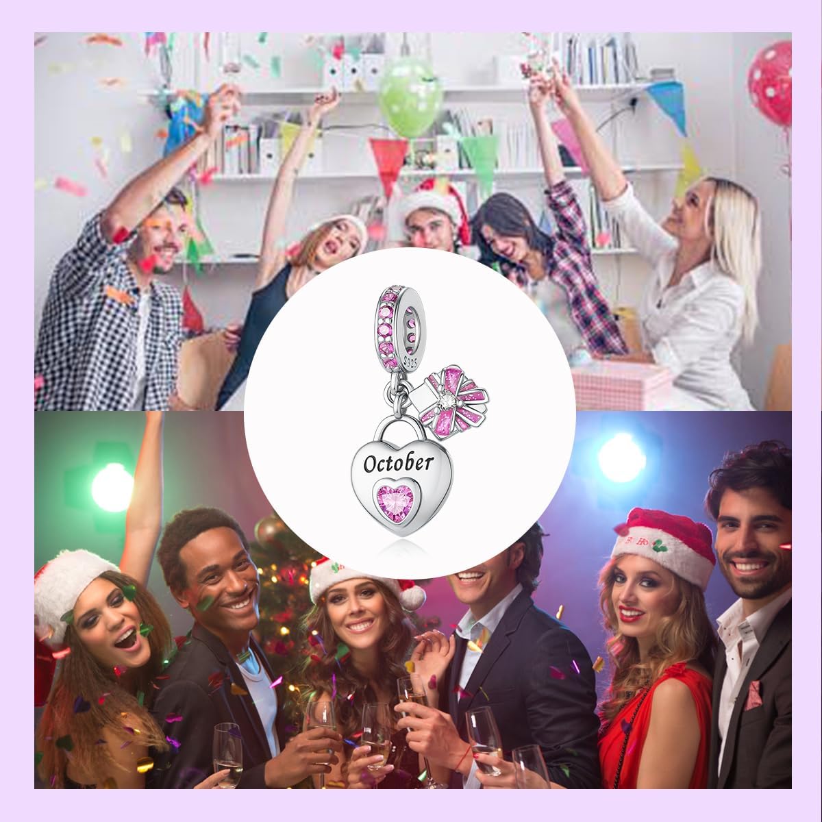 925 Sterling Silver Birthstone Bracelet Charm - Unique Heart Shaped Design, Fits most Europe Pandora Bracelets and Necklaces, women's DIY holiday Gifts - Image 6