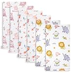 Maliton Muslin Burp Cloths for Baby Girl 6 Pack Large 20\'\'x10\'\' 100% Cotton Burp Rags Absorbent and Soft 6 Layers Muslin Cloth Baby Boy Newborn Essentials Must Haves (Rabbit & Fruit)