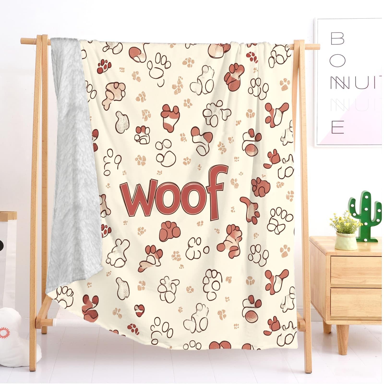 Flanelowy polar King 180 x 200 cm zwierzęta pazury kości nadruki ciepłe koce koc miękki puszysty łatwy w pielęgnacji ma jasnobrązowy narzuta koc na krzesło łóżko akademik sypialnia dom kobiety