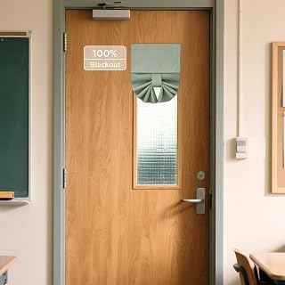 NICETOWN Natural 100% Blackout Classroom Door Window Cover for Side Window
