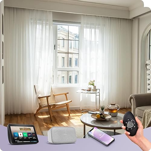 Miniatura 12 de Graywind Cortinas inteligentes cableadas compatibles con Alexa Google, control remoto motorizado para puerta corrediza de un solo sentido