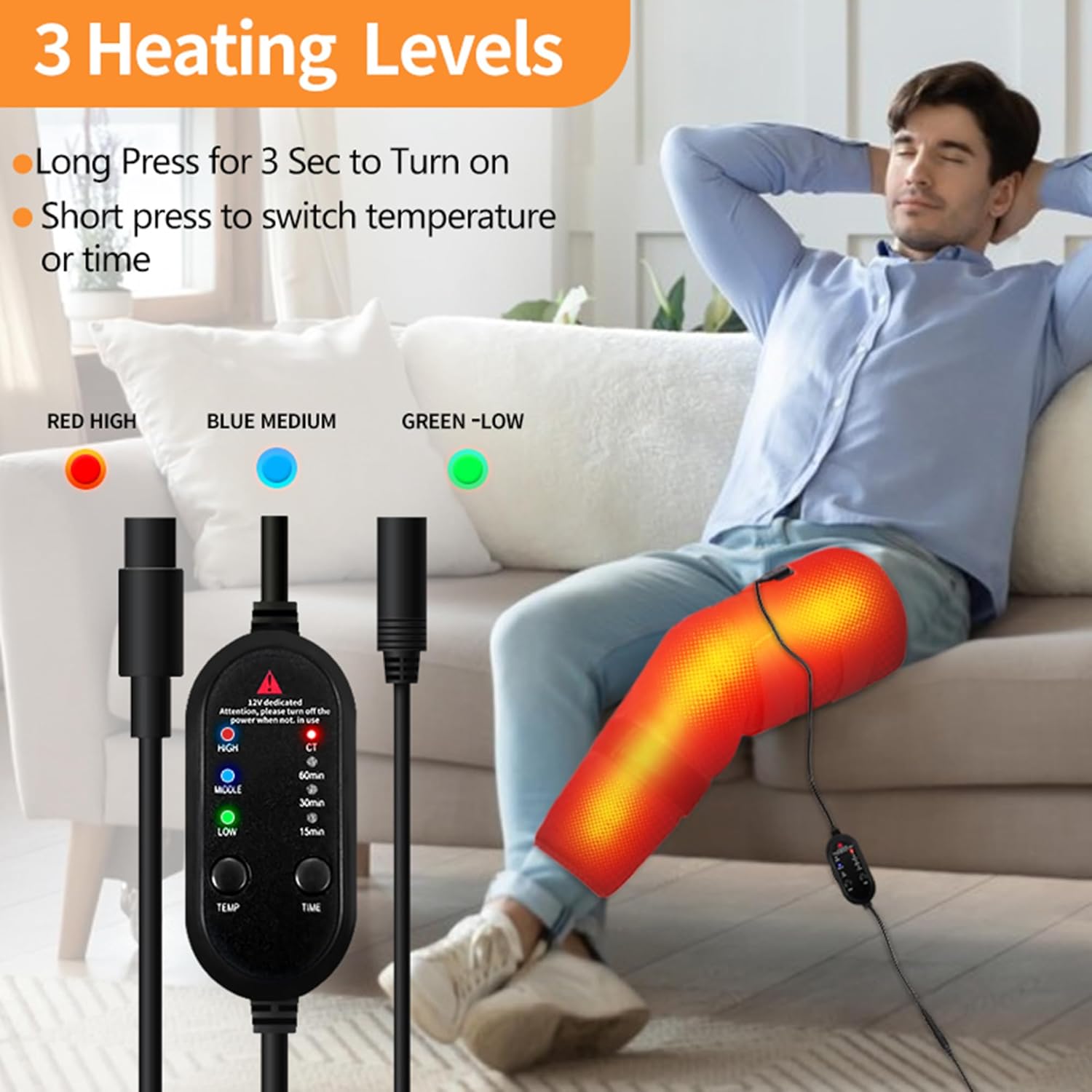 Leg Heating Pad for Pain Relief, Electric Knee Heating for Knee Pain, Legs and Calf Heating Pad for Better Circulation, Pain Relief, Adjustable Size (S/M) - Image 2