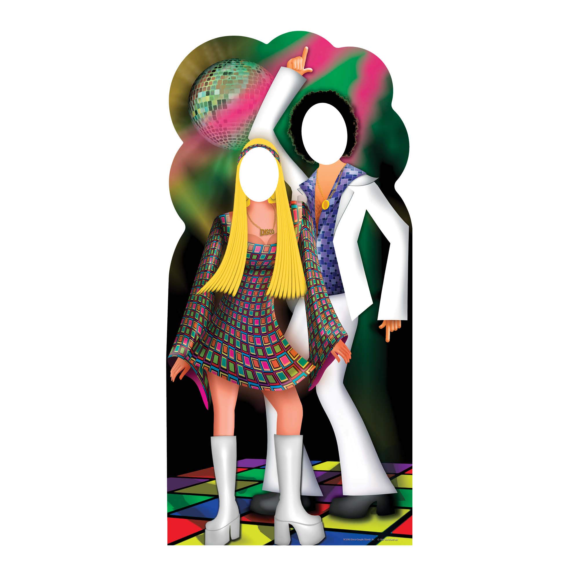 Disco Couple Stand-In Lifesize Photo Prop 70s 80s Party Decoration Cutout
