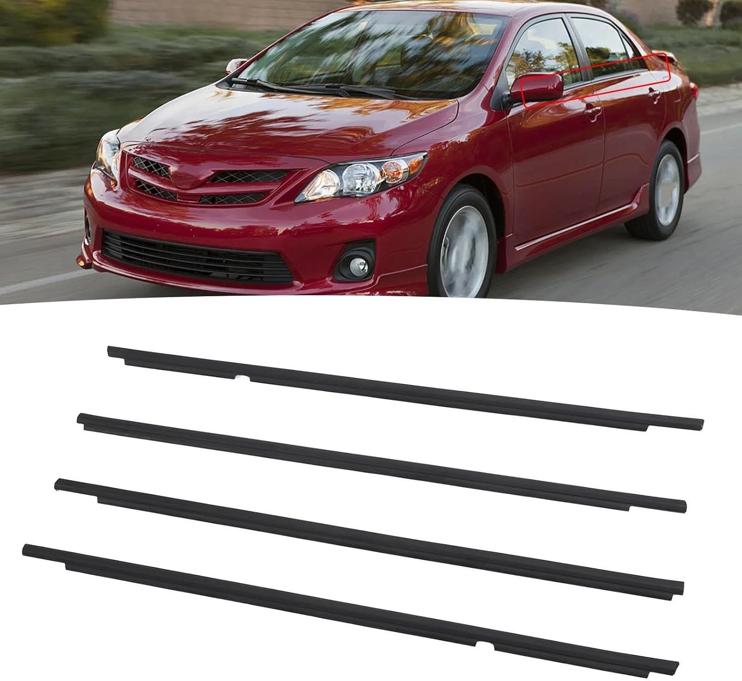 に適合する カローラ 2009 2010 2011 2012 ドアウィンドウ ウェザーストリップシール 外側モールディングベルト 7