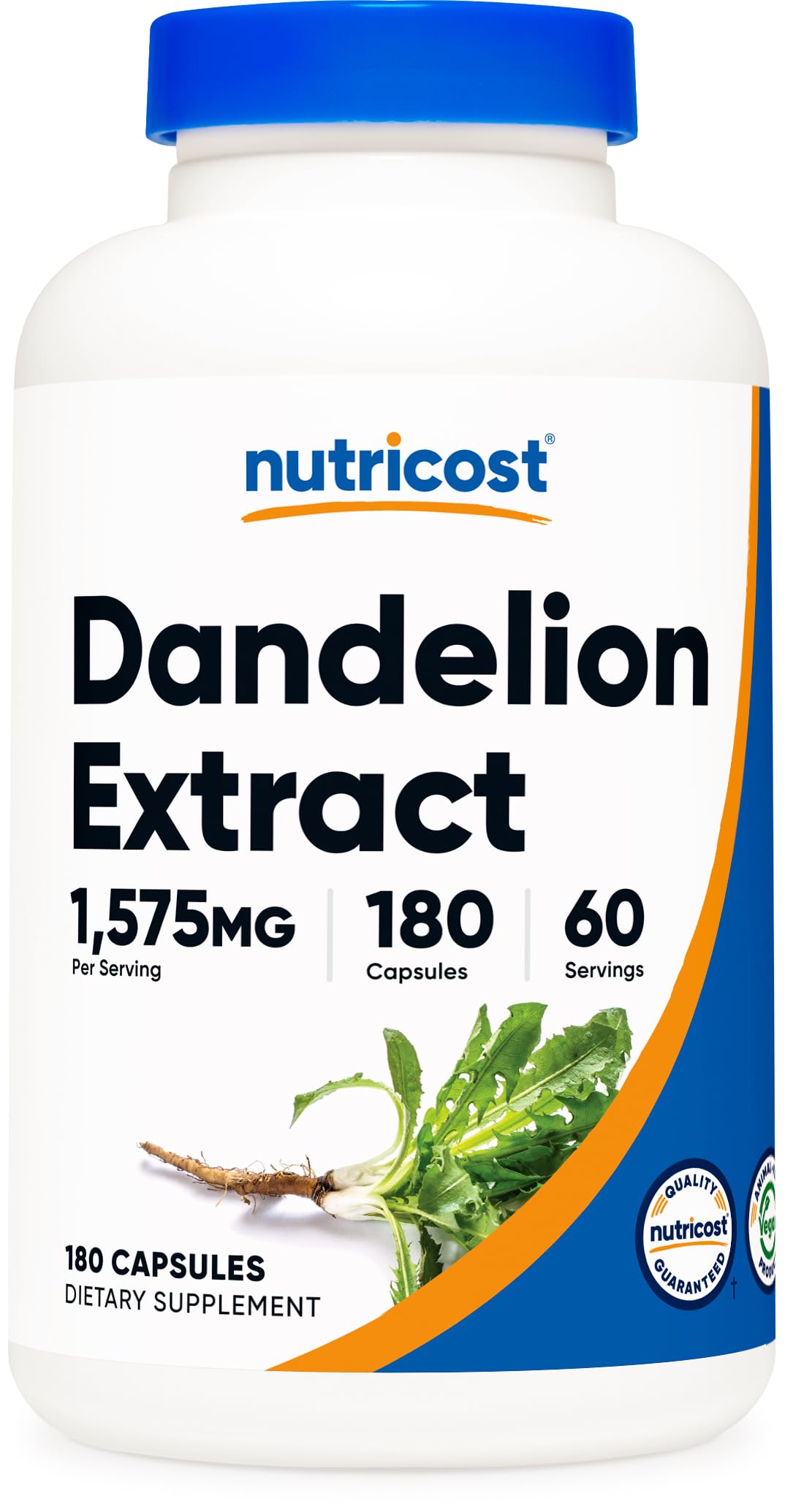 Nutricost Dandelion Extract Capsules 1575mg Per Serving (180 Caps, 60 Servings) - 525mg Per Capsule (5:1 Extract, Equivalent to 7,875mg), Non-GMO, Gluten Free