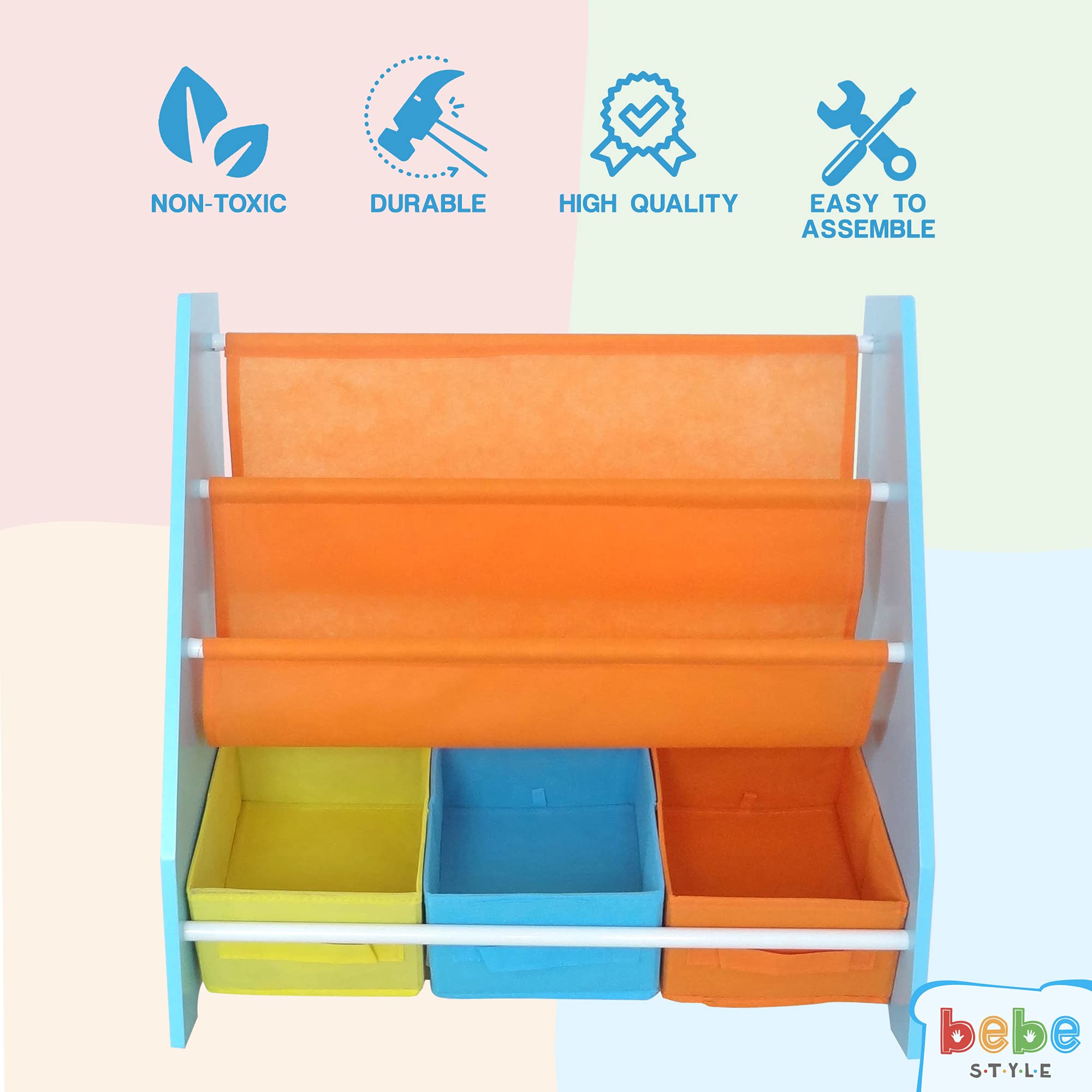 Buy Kiddi Style Childrens Bookcase, Kids Storage Rack, Wooden Book