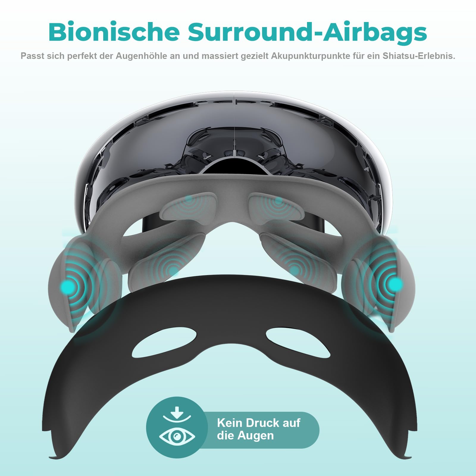 Eyecloud Vision - Augenmassagegerät mit Wärme & Bluetooth-Musik, Sichtbarem Design, Luftdruckmassage, Augenentspannung für Müde/Trockene Augen, Geschenk für Frauen, Männer, Freunde und Familie