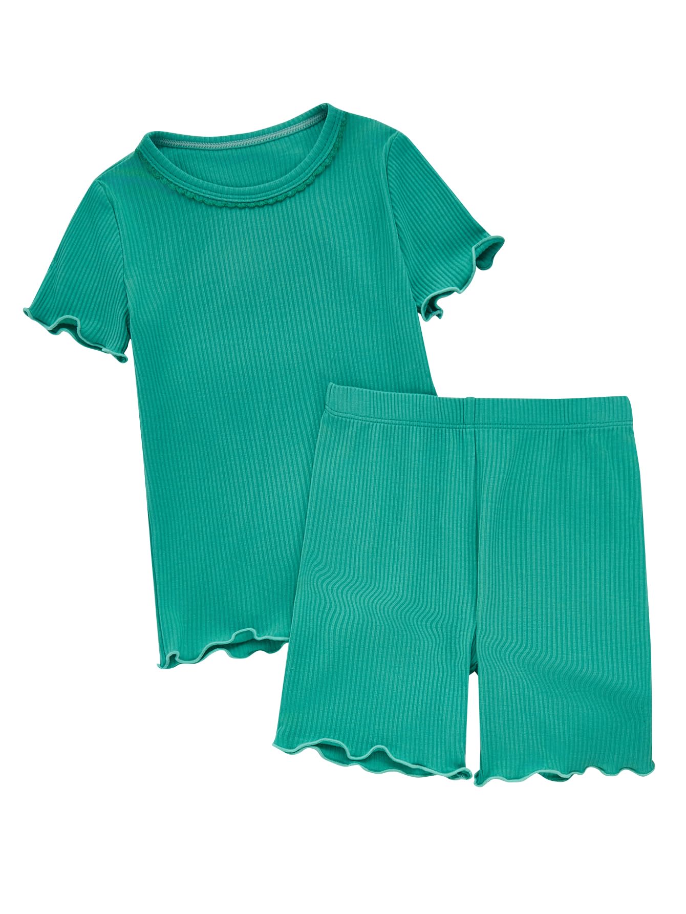 MOSSRIVER Toddler Girl Outfits Baby Boys Cotton Summer Short Sleeve Cute Clothes Ribbed Knit Shirts 2 Pieces Kids