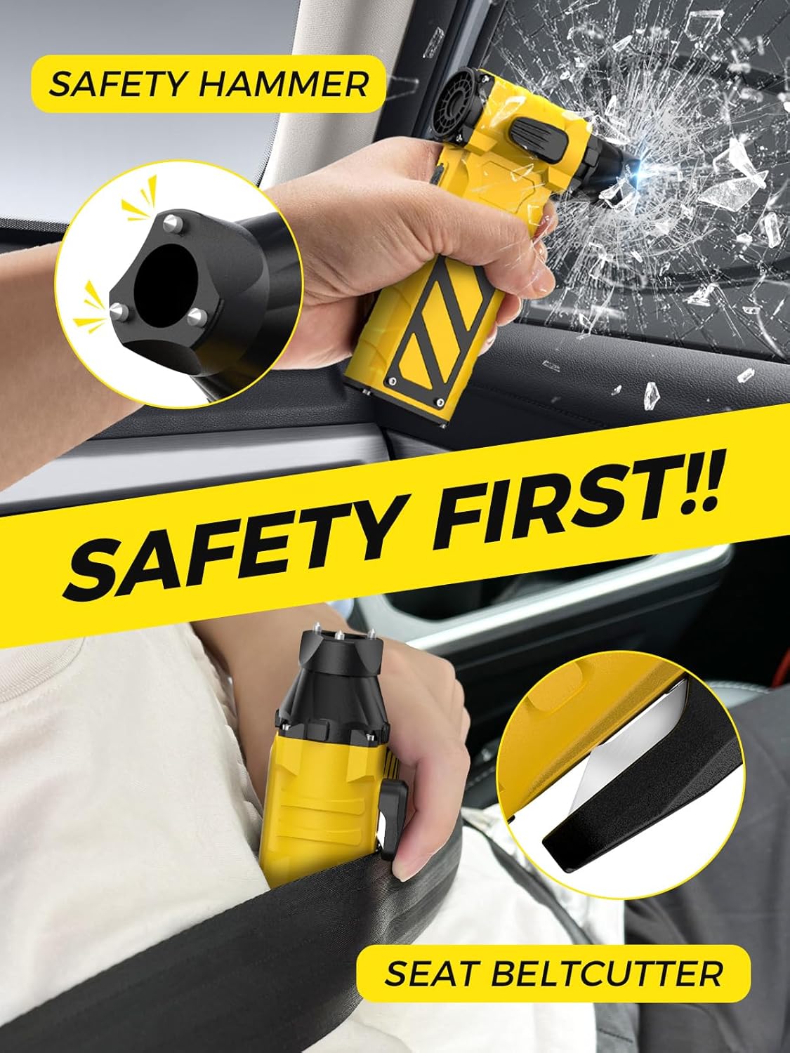 Smiling Shark Compressed Air Duster, JF-02 110000RPM Stepless Speed Cordless Electric Air Blower with Emergency Cutter & Hammer, Rechargeable Mini Dust Blower for PC, Keyboard, Outdoor, House and Car