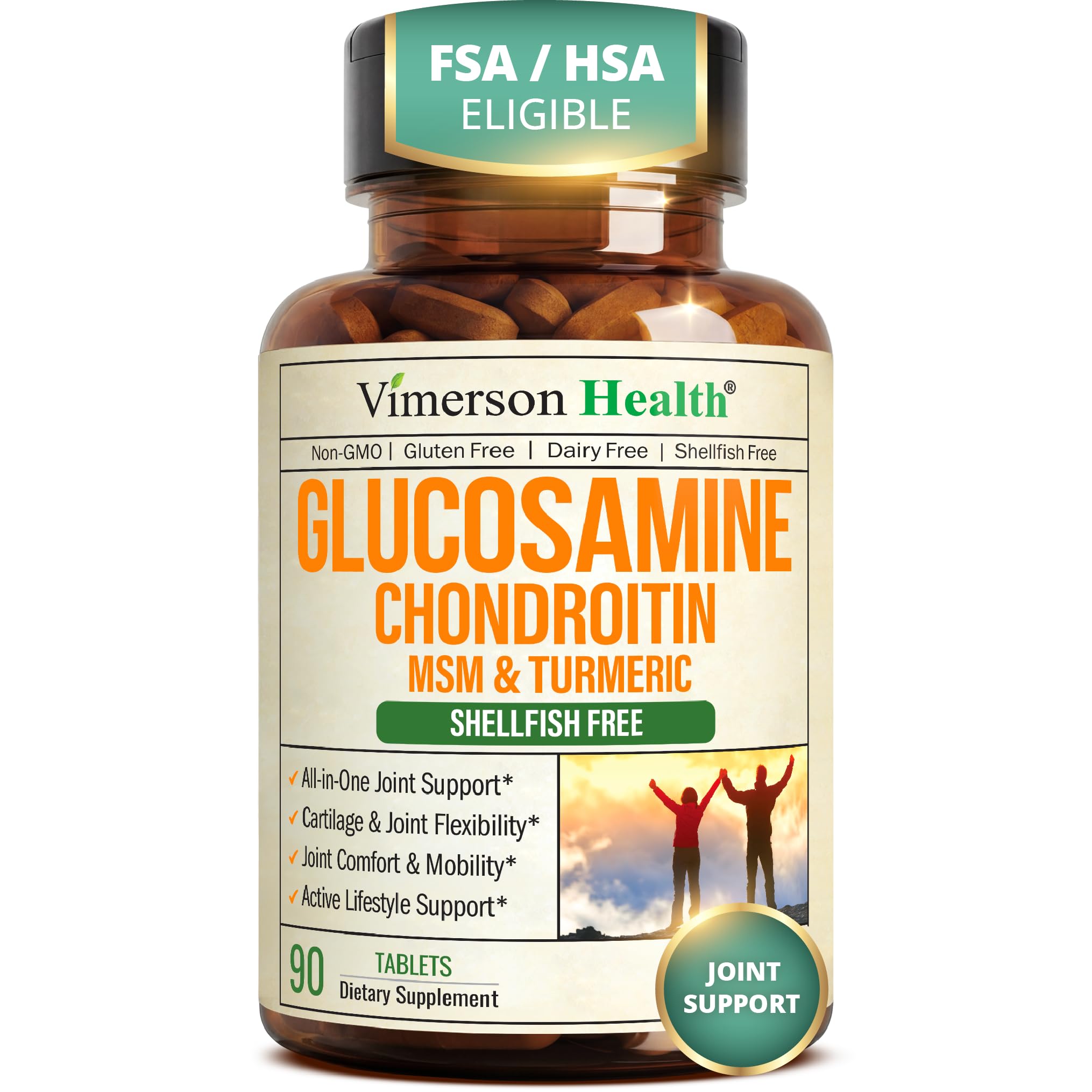Glucosamine Chondroitin MSM Joint Support Supplement for Women & Men 90 Tab 90 Tablets (Pack of 1)