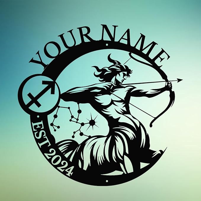 Custom The Zodiac Metal Sign,Constellation Personalized Name, Led Lights Funny Vintage Metal Signs,Wall Art Decor Outdoor (Sagittarius)