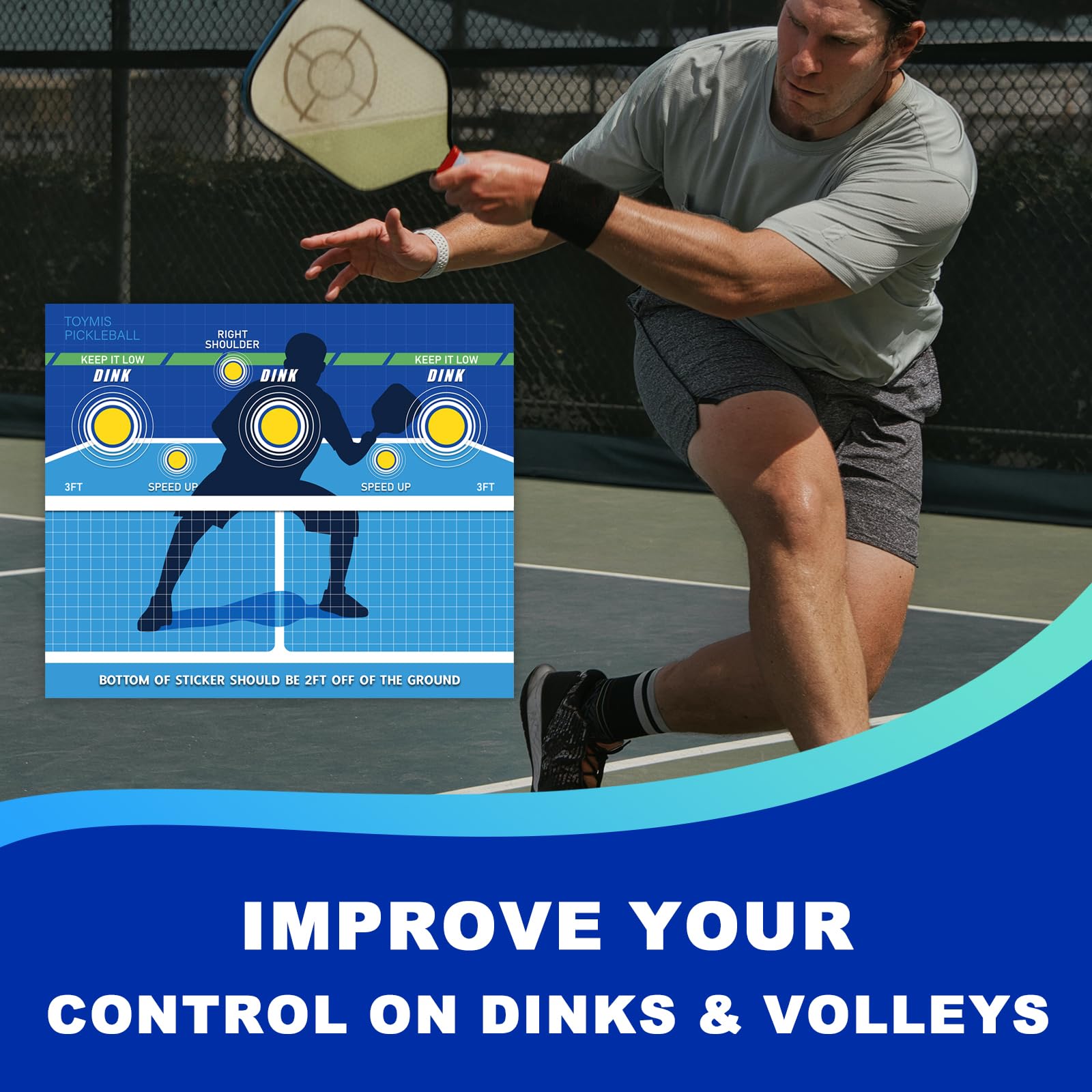TOYMIS Pad per Pickleball Training, Portable Pad per Pickleball Pickleball Practice Poster da Parete Migliora Il Pickleball Dink Pad, Trasforma Qualsiasi Parete in Un Campo da Pickleball e Una Rete