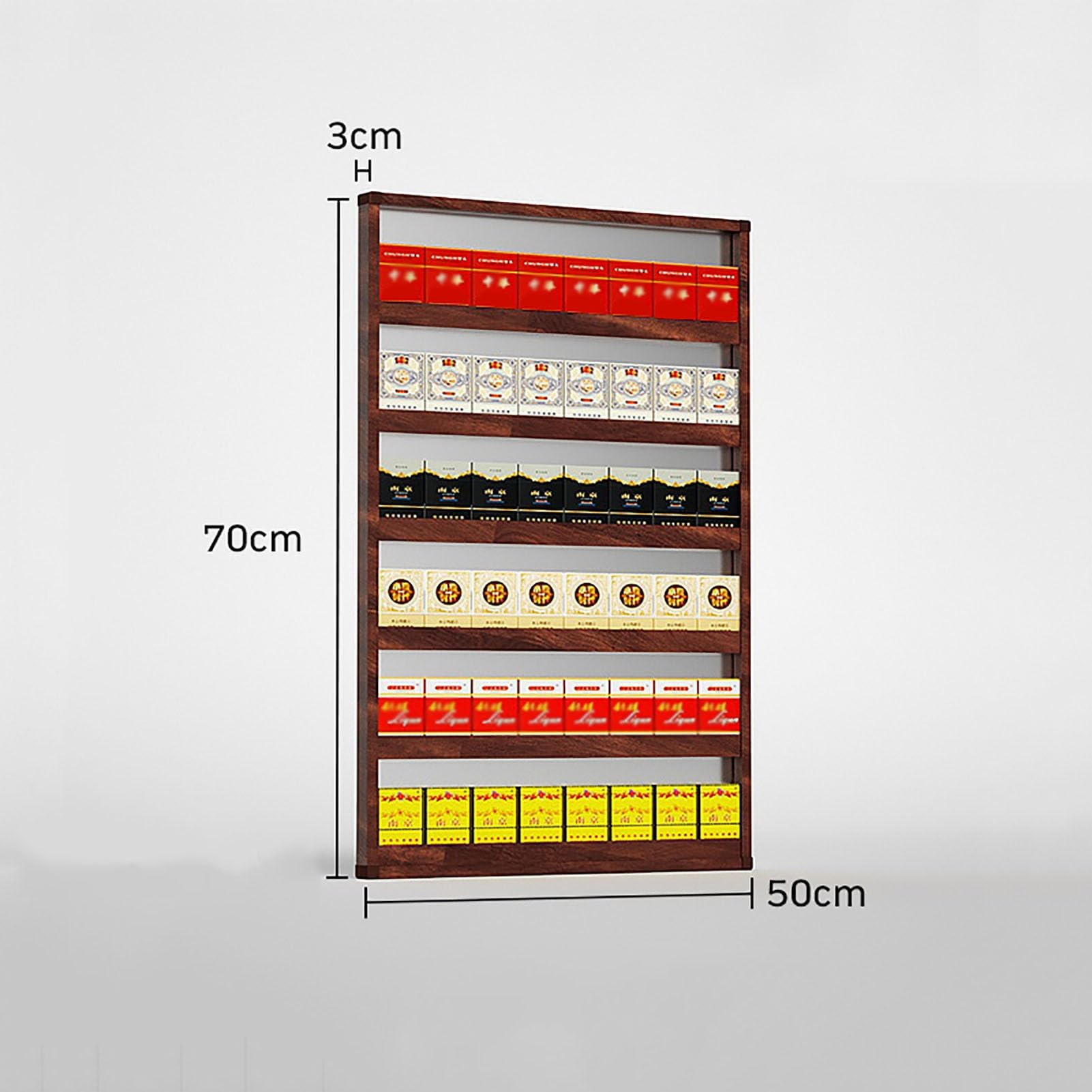 Generisch Mehrstufiges, wandmontiertes Verkaufsregal für Zigaretten und Süßigkeiten – Braunes Supermarktregal, einfach zu montierender Regalorganizer, Abmessungen: 40 x 30 x 60 cm & 80 x 75 x 60 cm