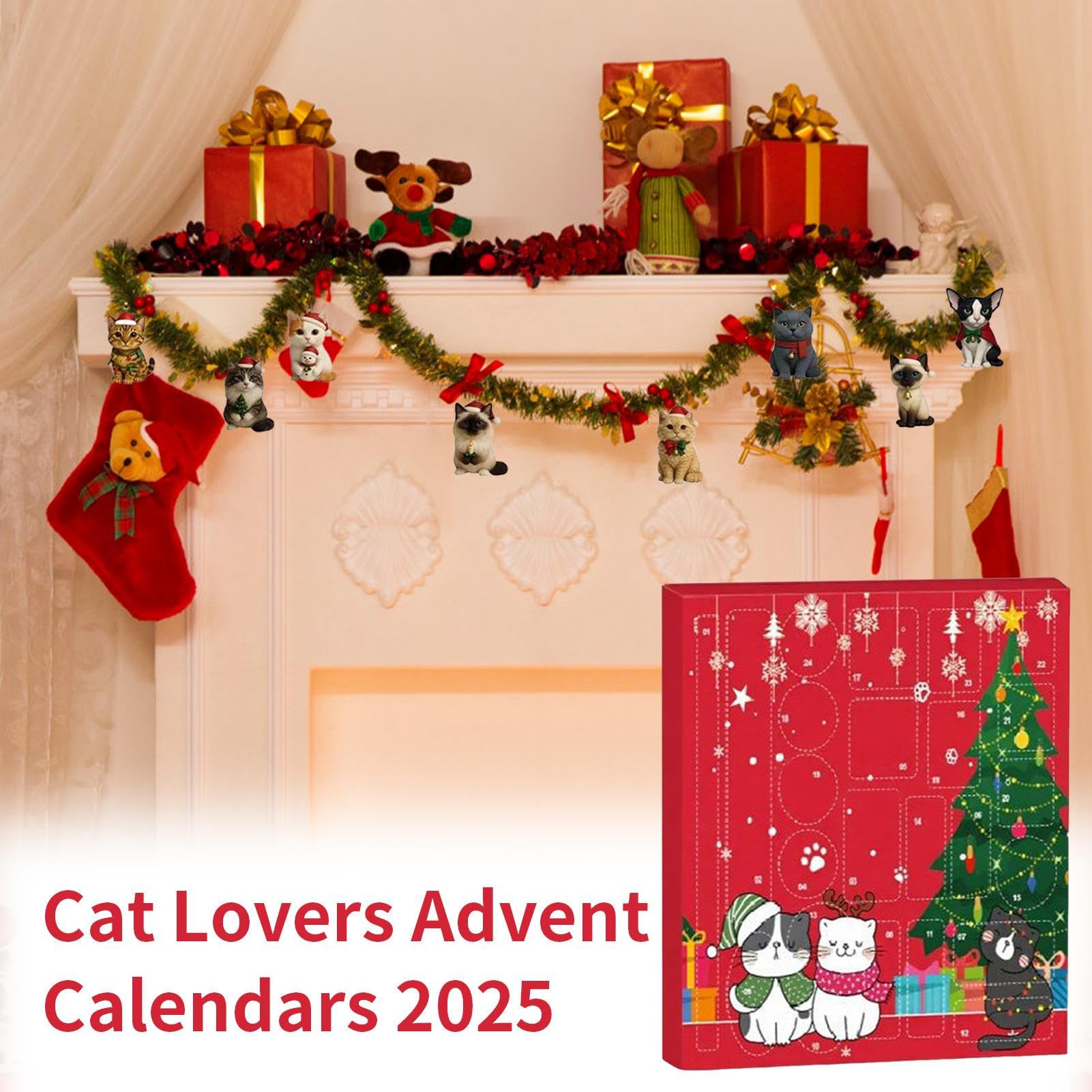 Calendrier De L'Avent 2025 Chat – 24 Pendentifs Acrylique Chat Pour Sapin Noël – Idéal Amoureux Des Chats