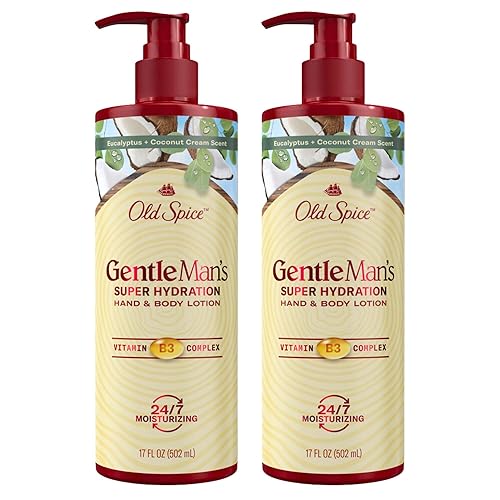 Old Spice Gentleman's Blend Super Hydration Loción para manos y cuerpo, crema de eucalipto y coco, 17.0 onzas líquidas (paquete de 2)