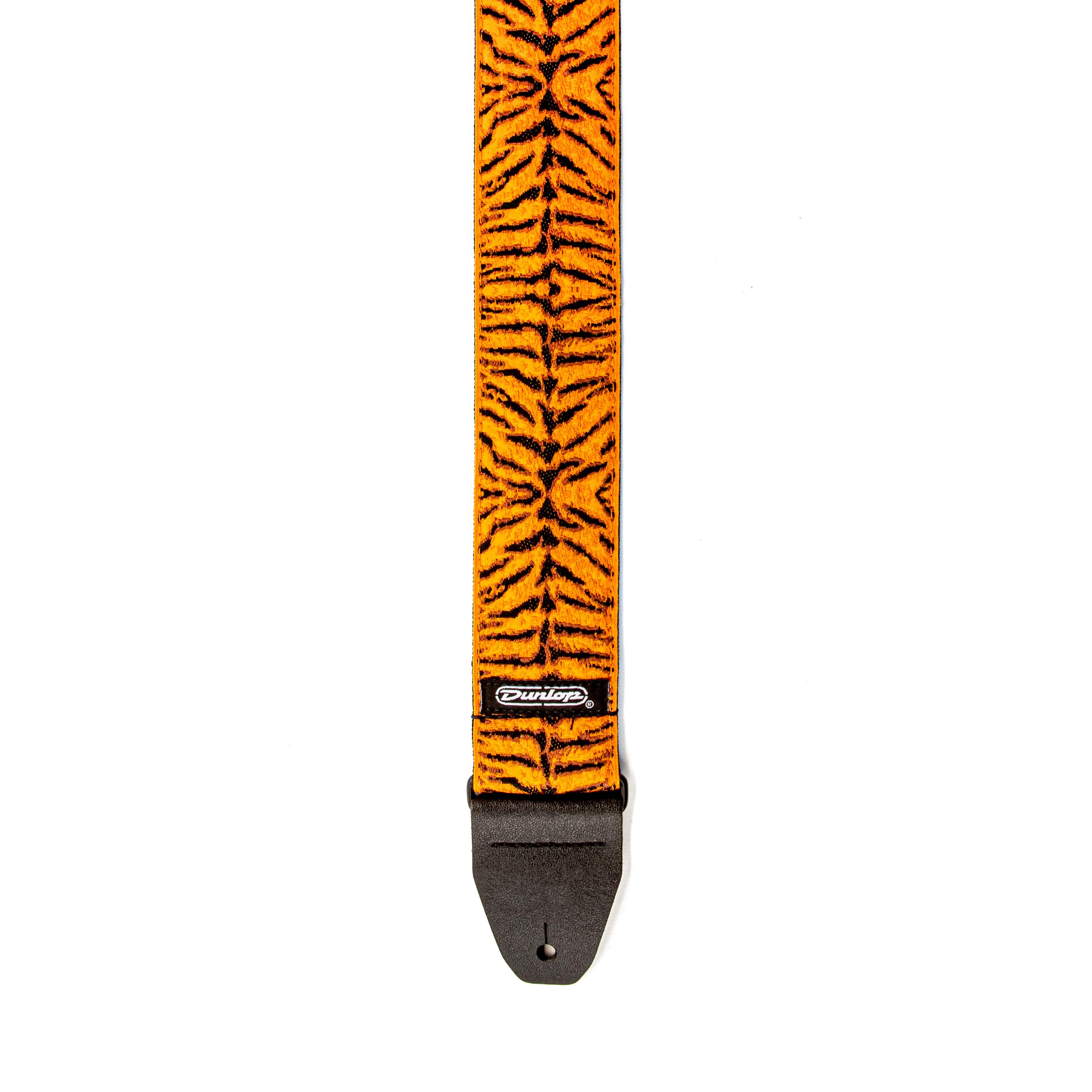 DUNLOP - Correa Jacquard Tyger Eye para guitarra y bajo, diseño de radio plano, muelle de baja tensión, color negro y naranja (D6723)
