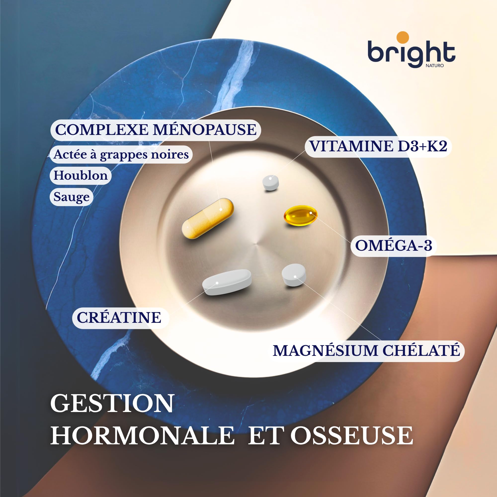 Omega 3 TG, Magnésium, Vitamine D3 + K2, Créatine Monohydrate, Complexe Ménopause - SmartAbsorb™ | pour énergie, équilibre hormonal et santé osseuse | 28 sachets quotidiens