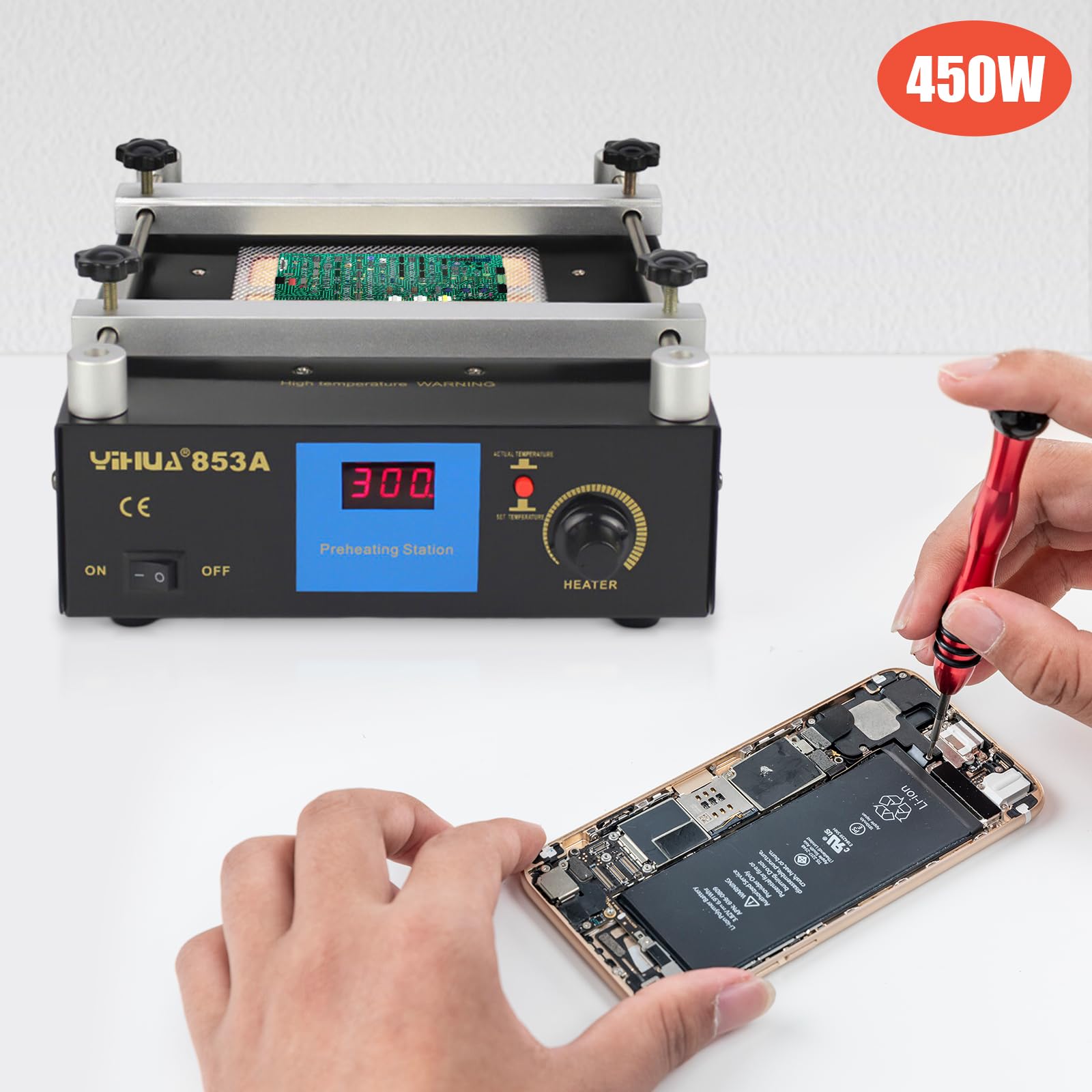 Precalentador, 450 W, 50-350 °C, placa de calefacción LED, PCB, precalentador, estación de soldadura, microordenador, placa de calefacción eléctrica, estación de precalentamiento, estación de